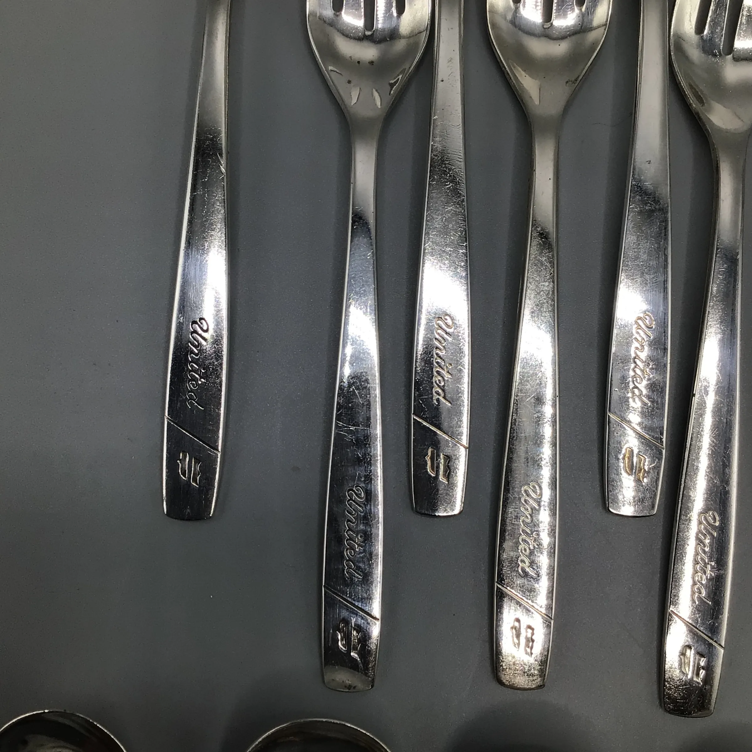 Vintage United Airlines Silver Plated Set of 14 Forks and 14