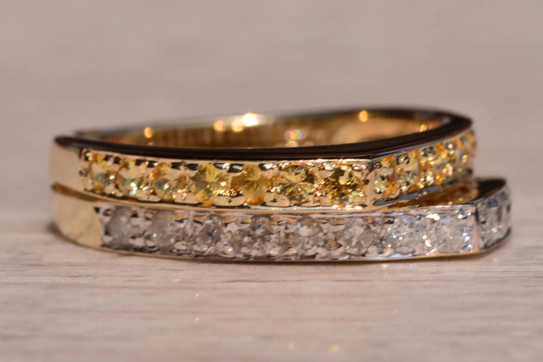 The Sound Drive: Signed Yellow Sapphire and Diamond Stack Ring