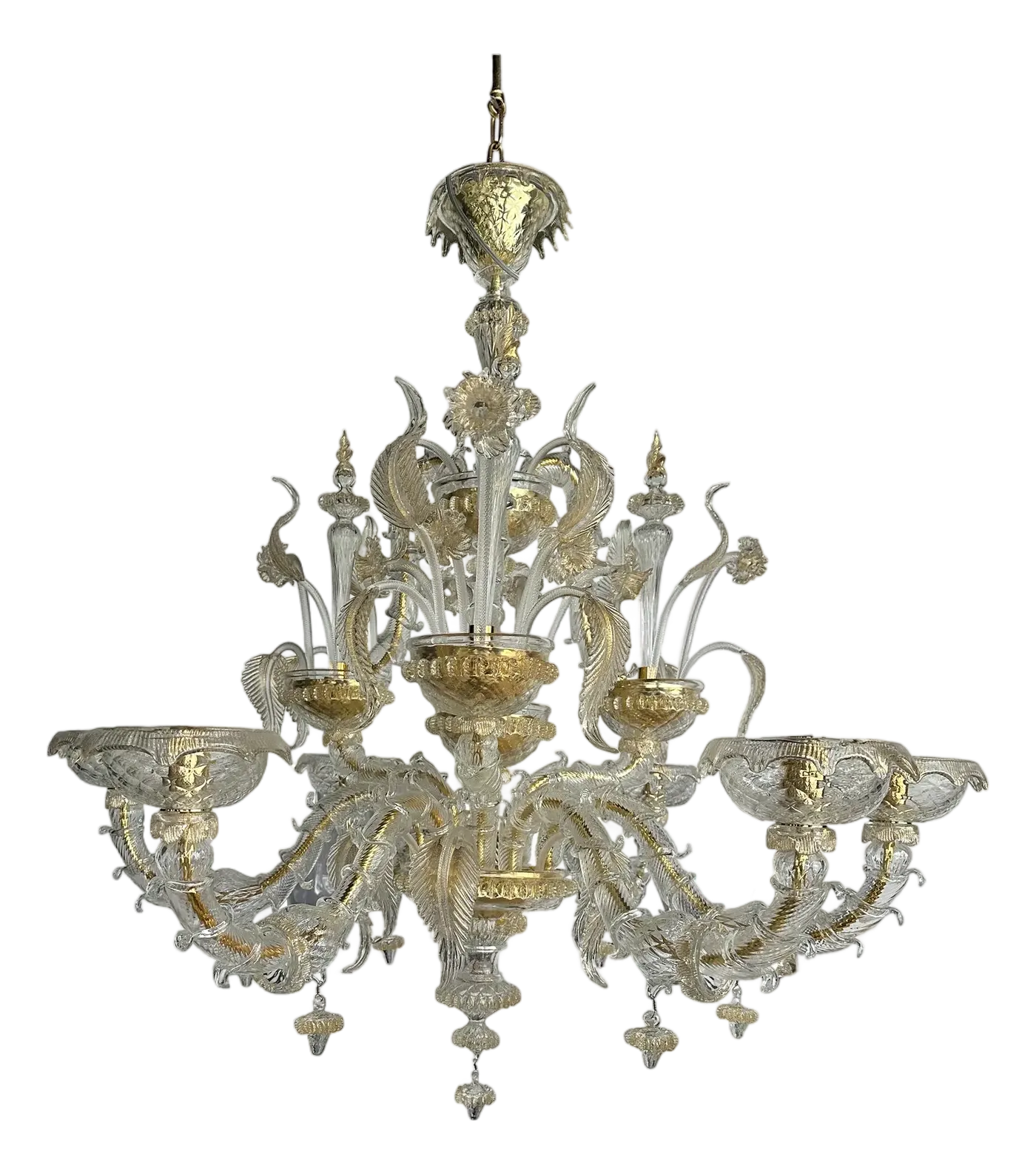 Venetian Gold Ca Rezzonico Murano Glass Chandelier by Simoeng