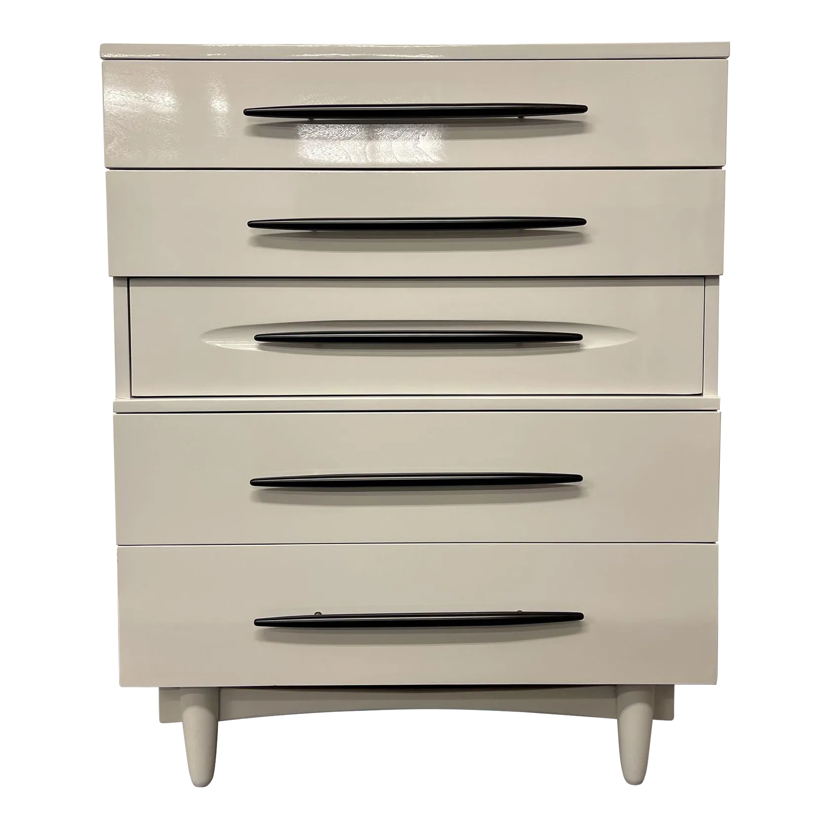 Mid Century Modern Chest, Dresser, White Lacquered, Custom Made Chairish