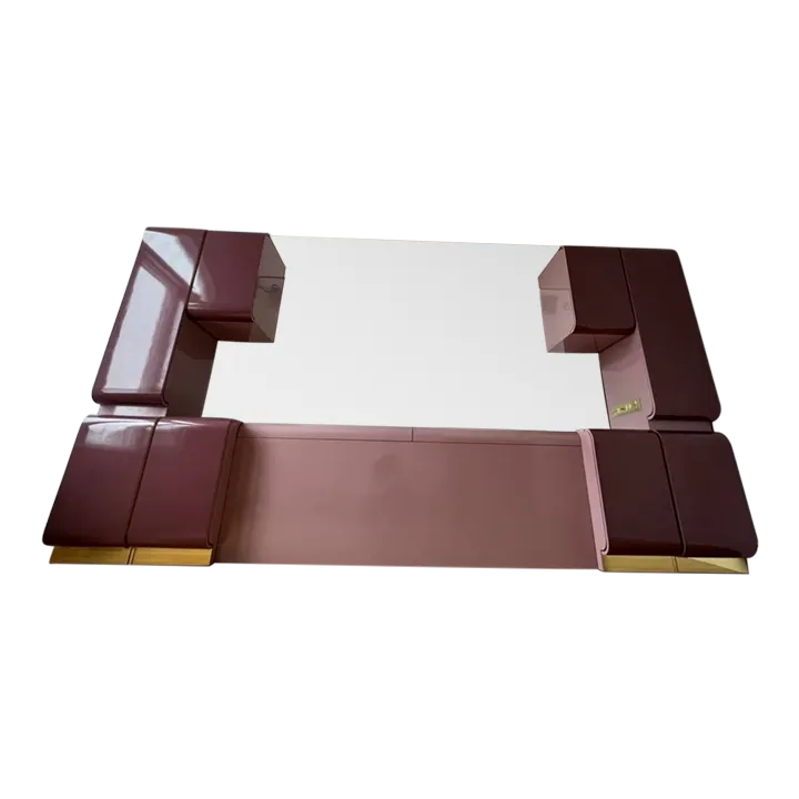 1980s Postmodern Mauve Pink Mirror Headboard Storage Chairish