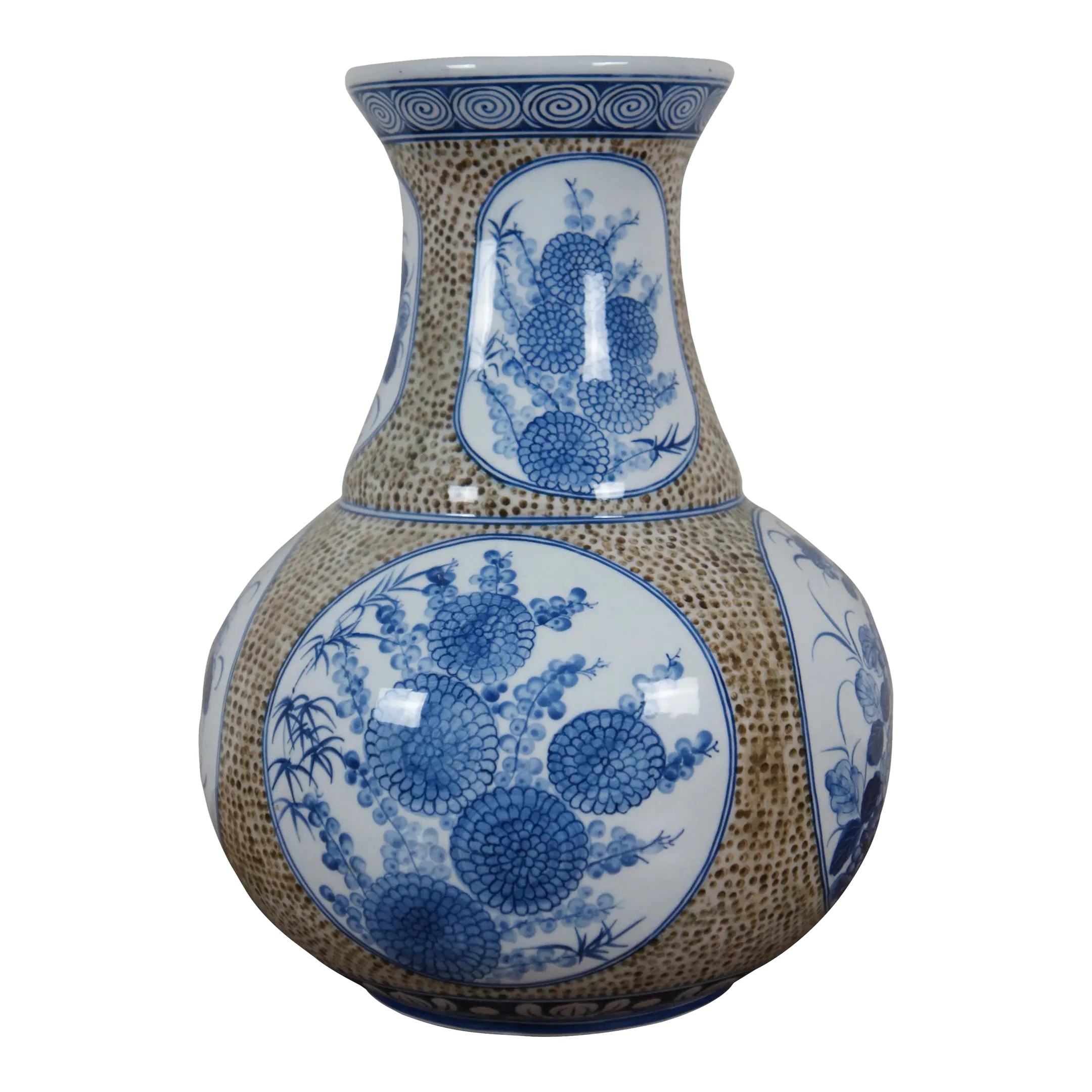 Late 20th Century Maitland-Smith Chinoiserie Blue & Brown Floral