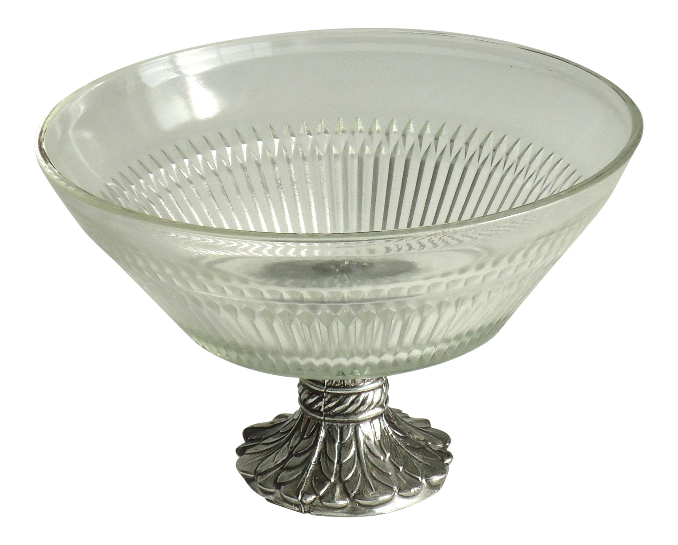 Footed Glass & Metal Serving Bowl Chairish