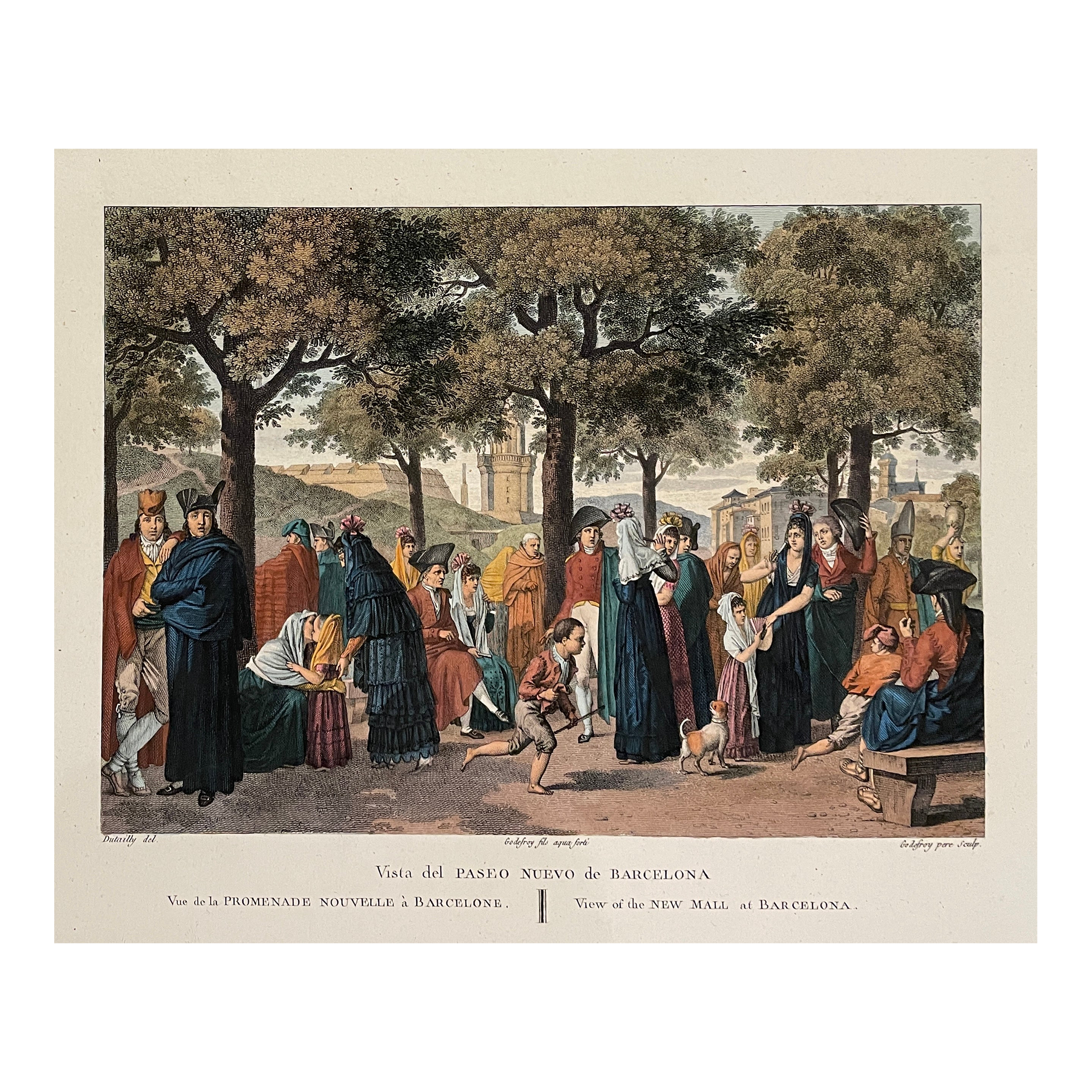 1820s Barcelona Hand Colored Engraving