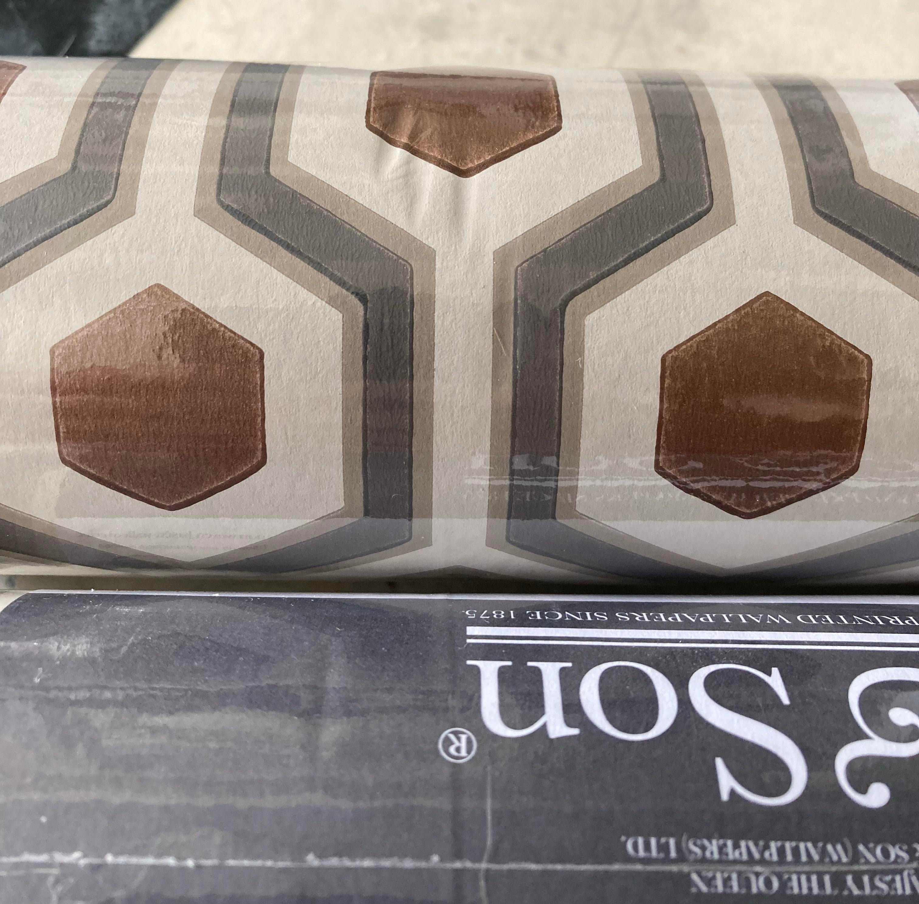 Set of 5 Brand New Cole \u0026 Son Hicks’ Hexagon Wallpaper Rolls - Geometric  Taupe, Gray \u0026 Bronze Pattern 95/3017, image size:3024x2977