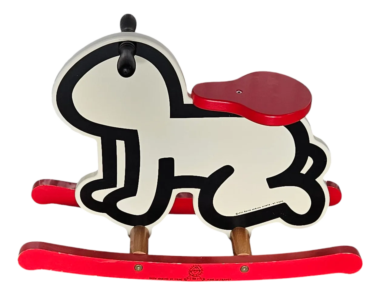 1990s French Keith Haring Radiant Baby Wooden Rocking Toy by Vilac
