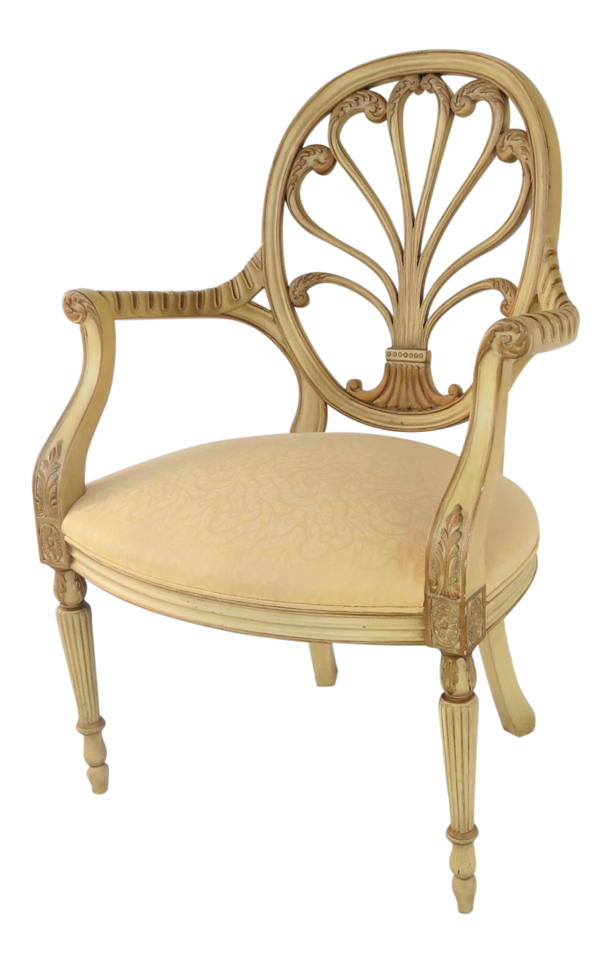 Hickory Chair Co. Italian Style Cream & Gold Carved Chair Chairish