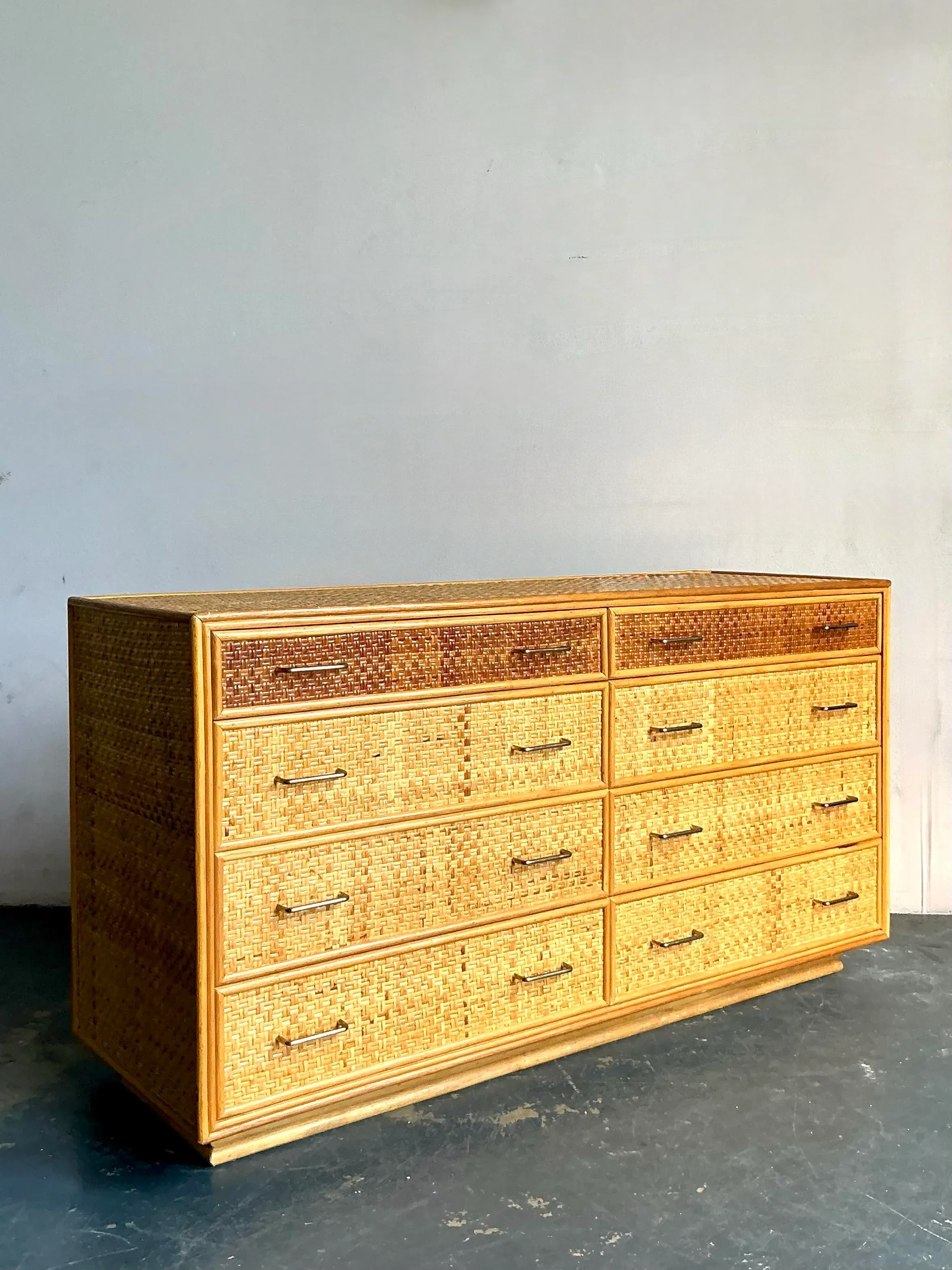 vintage rattan dresser 47