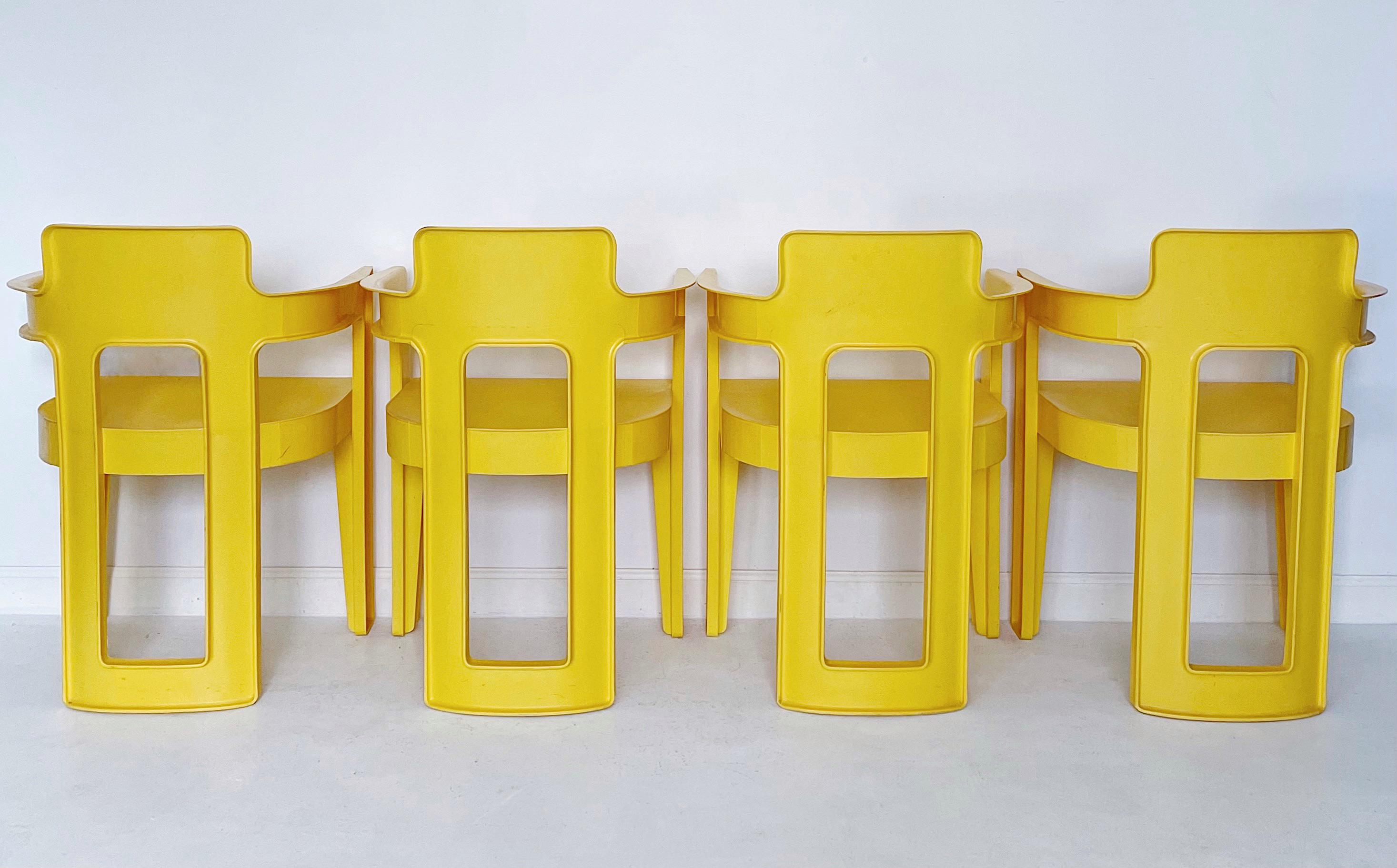 Set of 4 Vintage Yellow Syroco Plastic Chairs Chairish