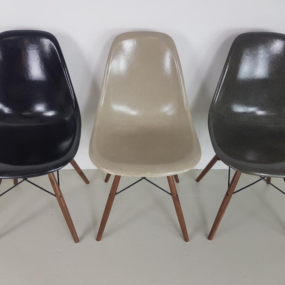 DSW Side Chairs in Monochrome by Eames for Herman Miller, 1960s, Set of 4