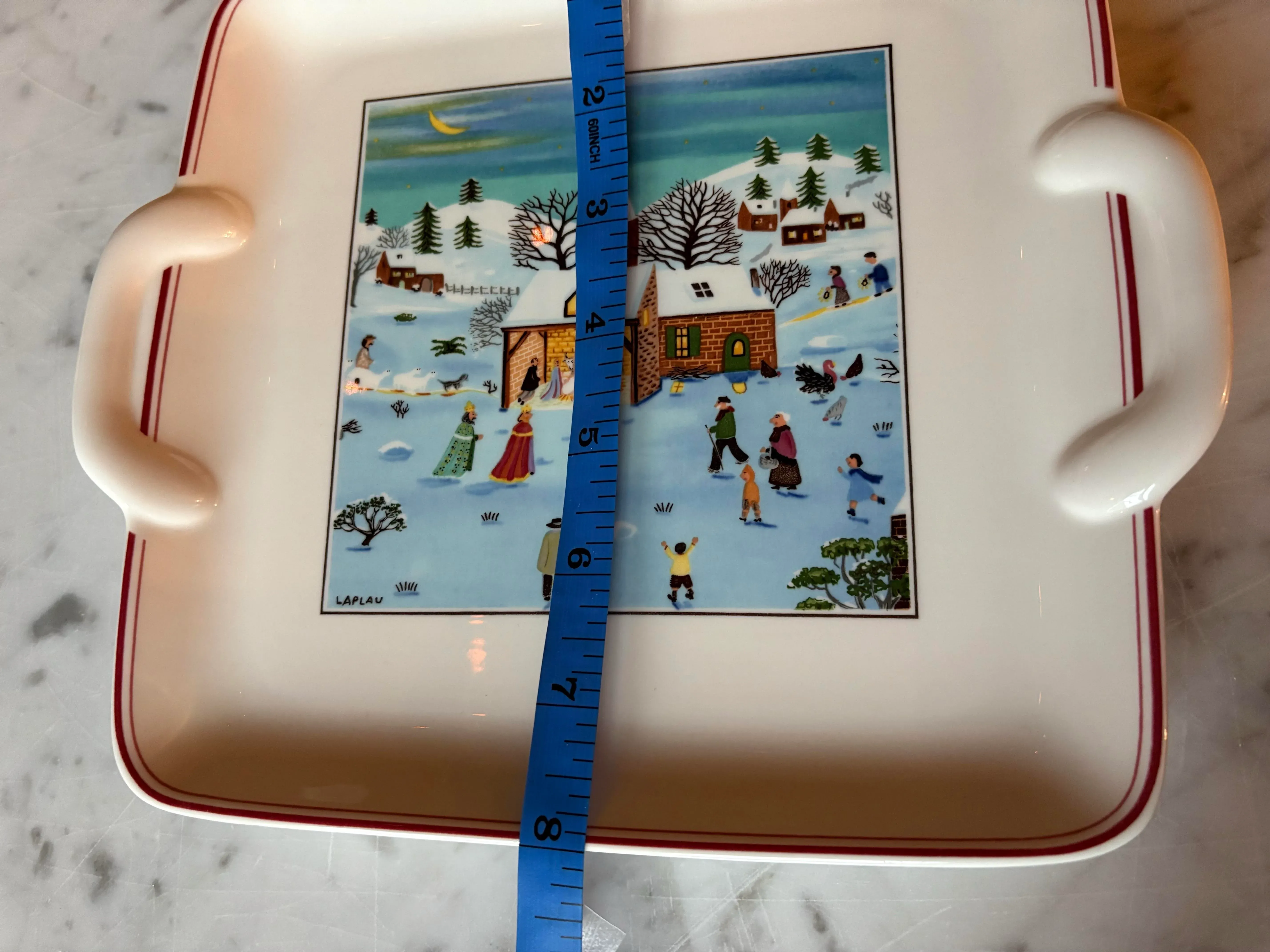 1990s Villeroy and Boch Naïf Christmas 8” Square Nativity Manger