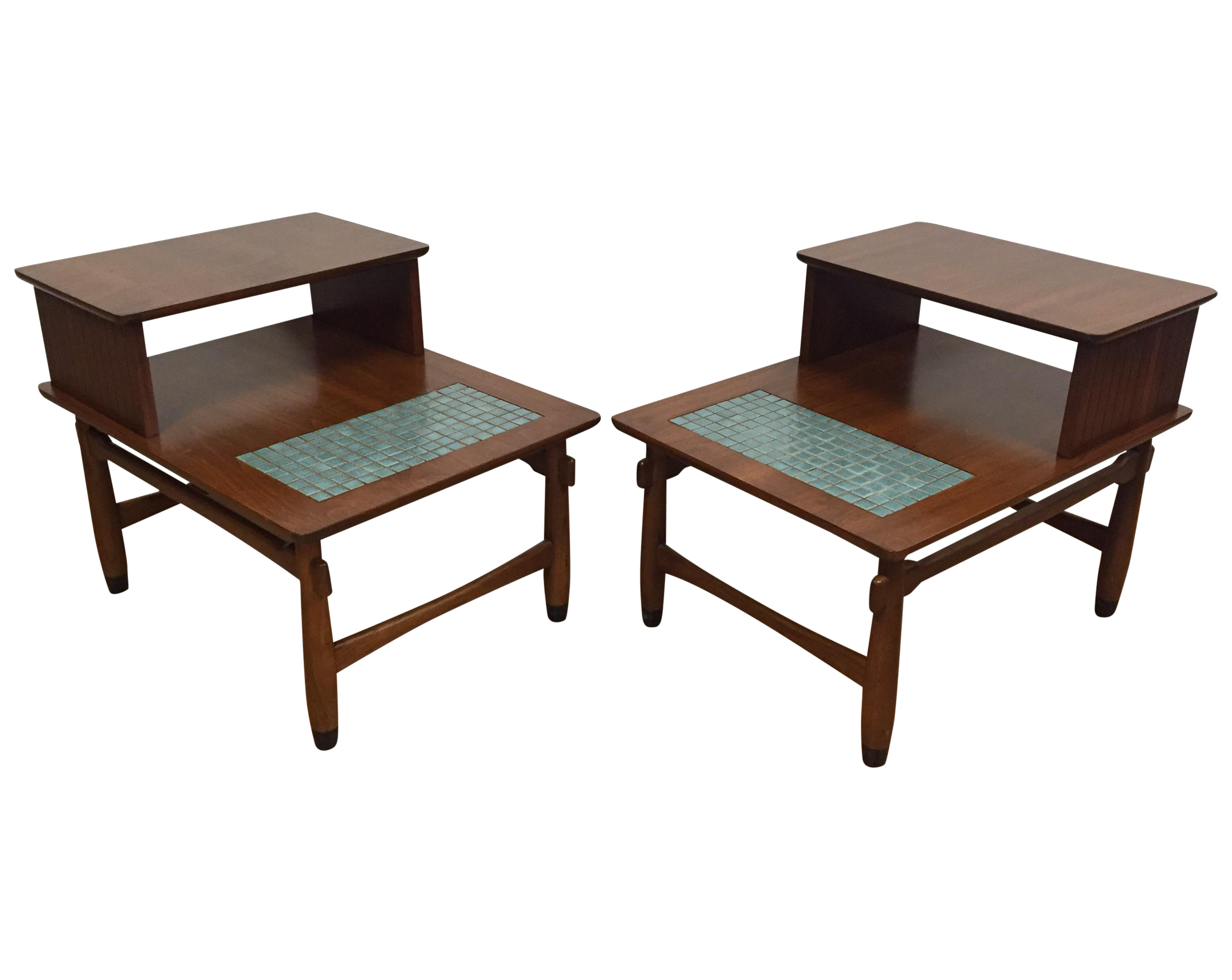 Lane Tile Top End Tables Pair Chairish