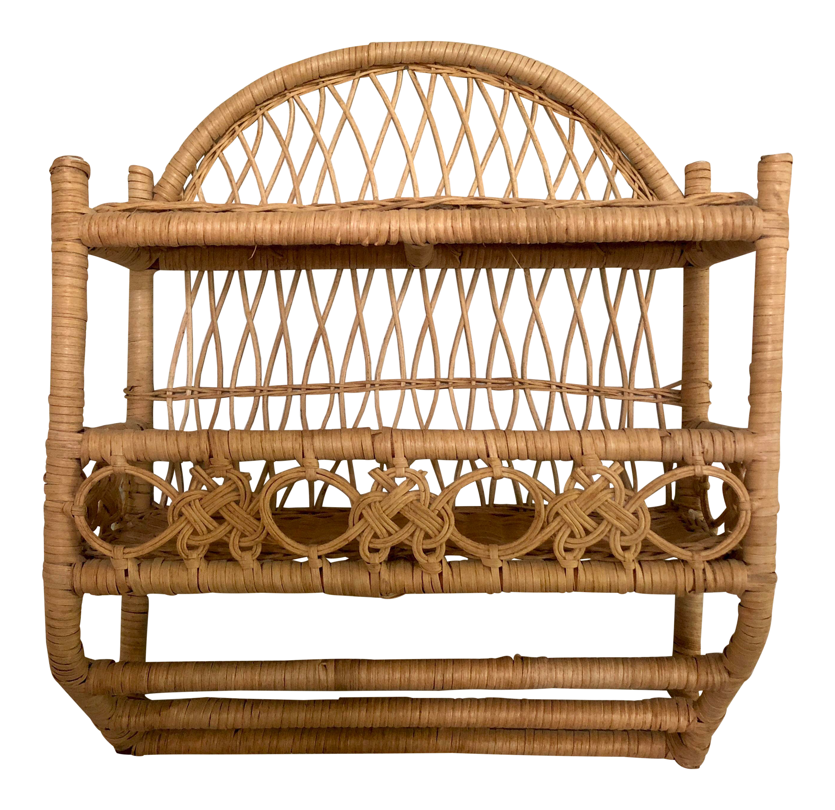 20th Century Boho Chic Wrapped Woven Natural Wicker Rattan