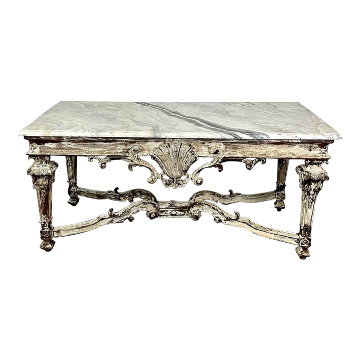Italian Faux Marble Top Centre or Dining Table, Gustavian, Paint