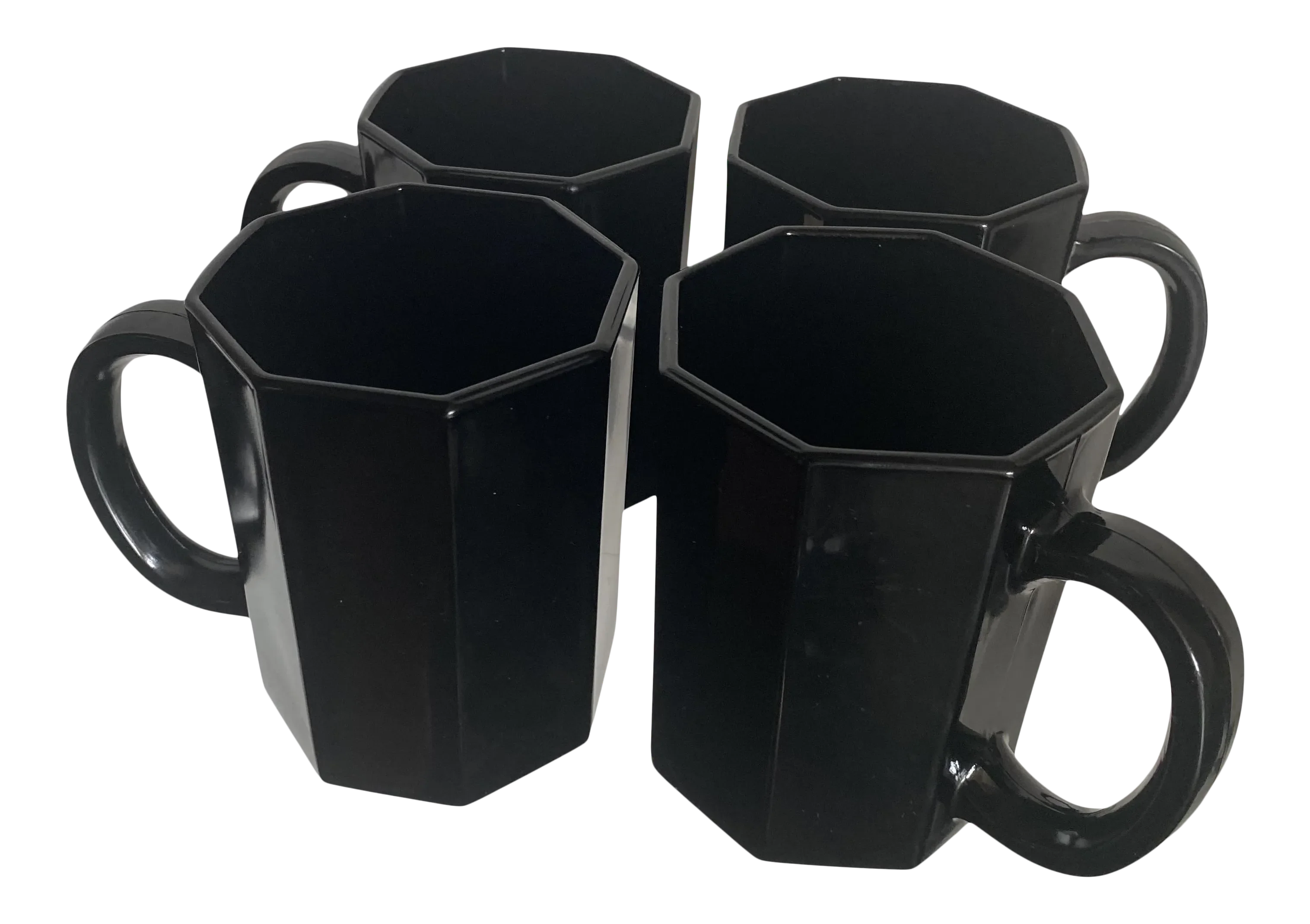 1980s Arcoroc France Black Octime Octagon Cup Mugs Set Of 4 Chairish