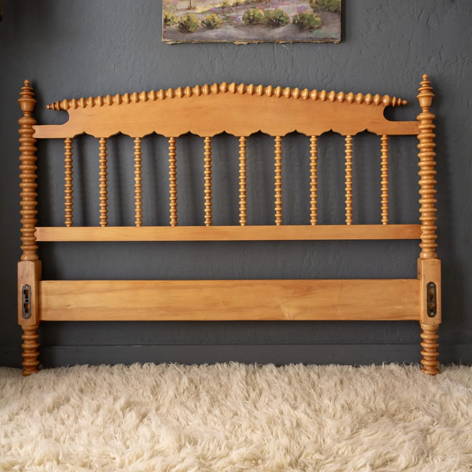 Jenny Lind Spindle Spool Full Double Bed 1940s Walnut | Chairish