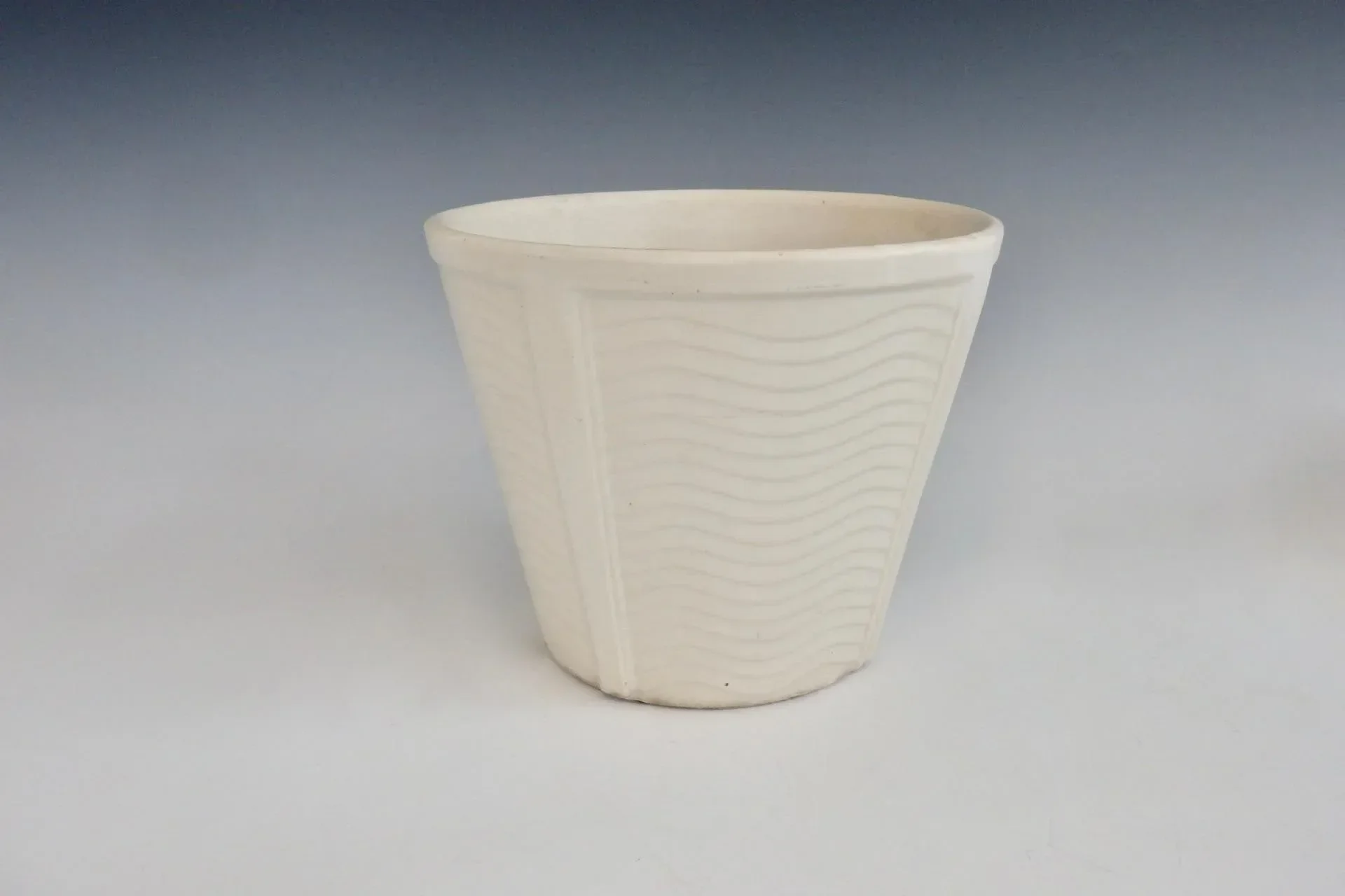 Art Deco Wave Design on Heavy Bodied Matte White McCoy Planter Pot