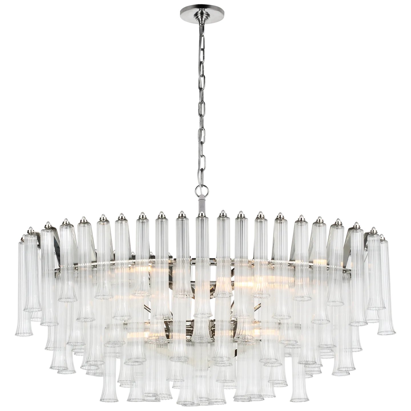 Julie Neill for Visual Comfort Signature Lorelei X-Large Oval Chandelier in Polished Nickel with Clear Glass