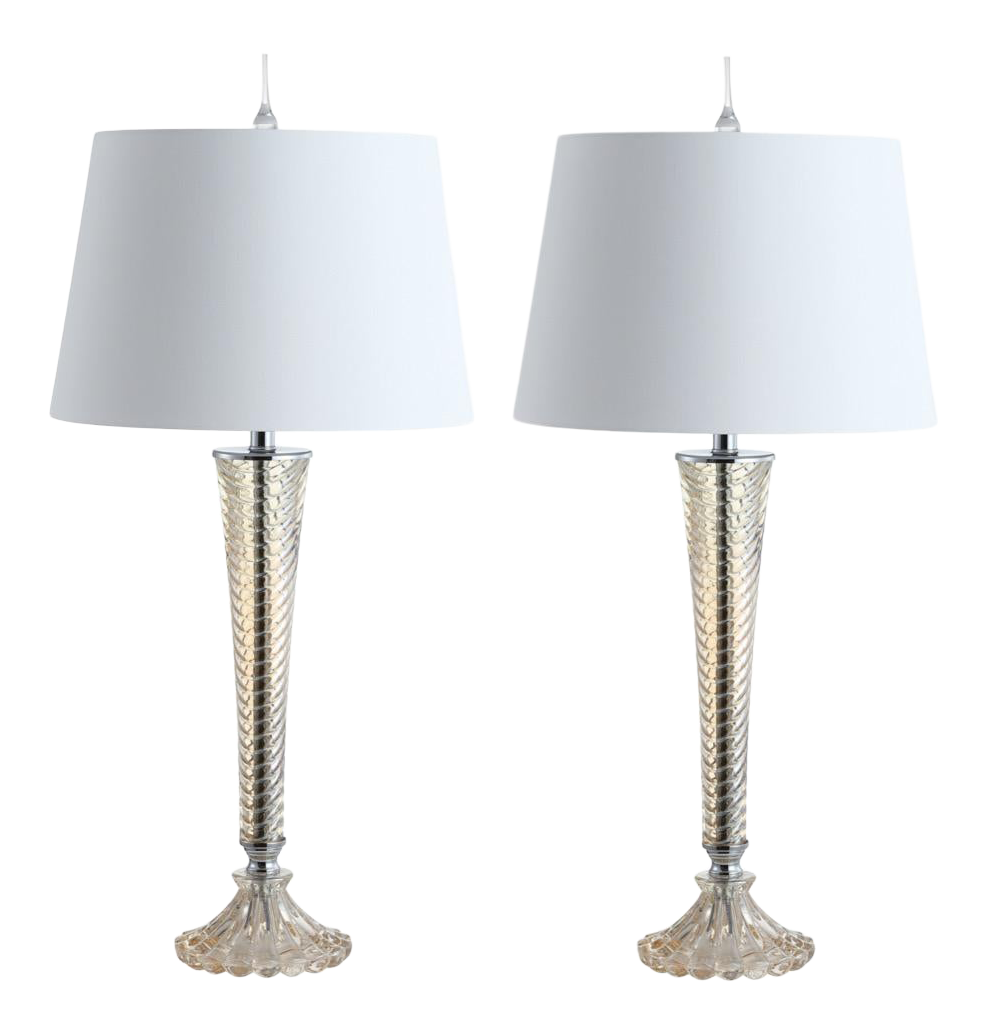32" Glass LED Table Lamp, Champagne a Pair Chairish