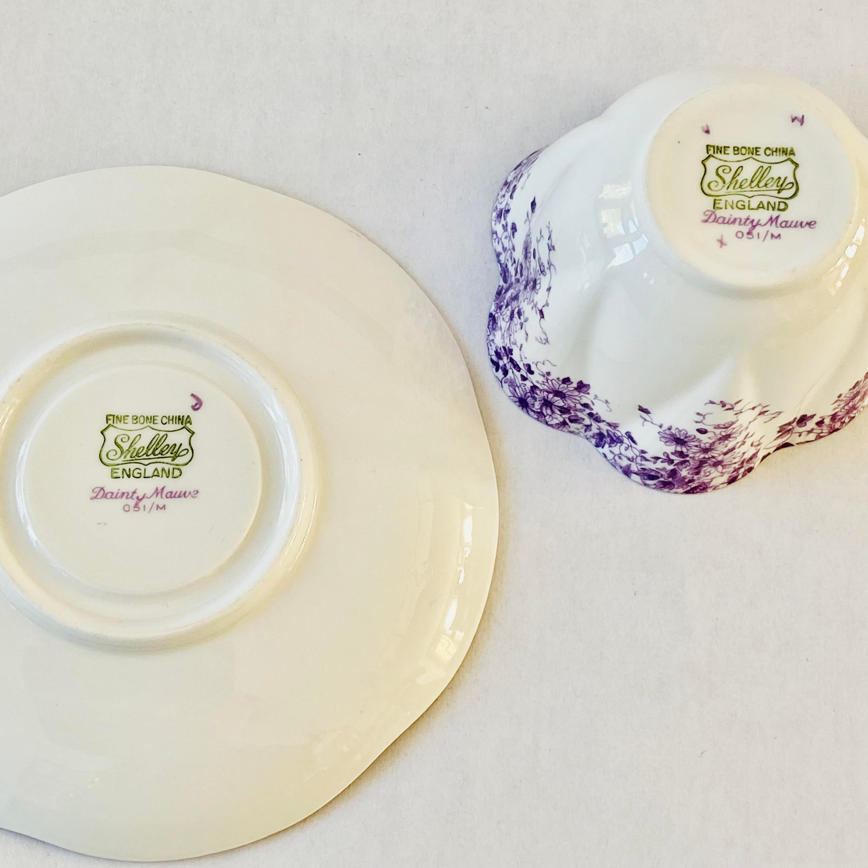 1930s Shelley Dainty Mauve Fine Bone China Teacup and Saucer