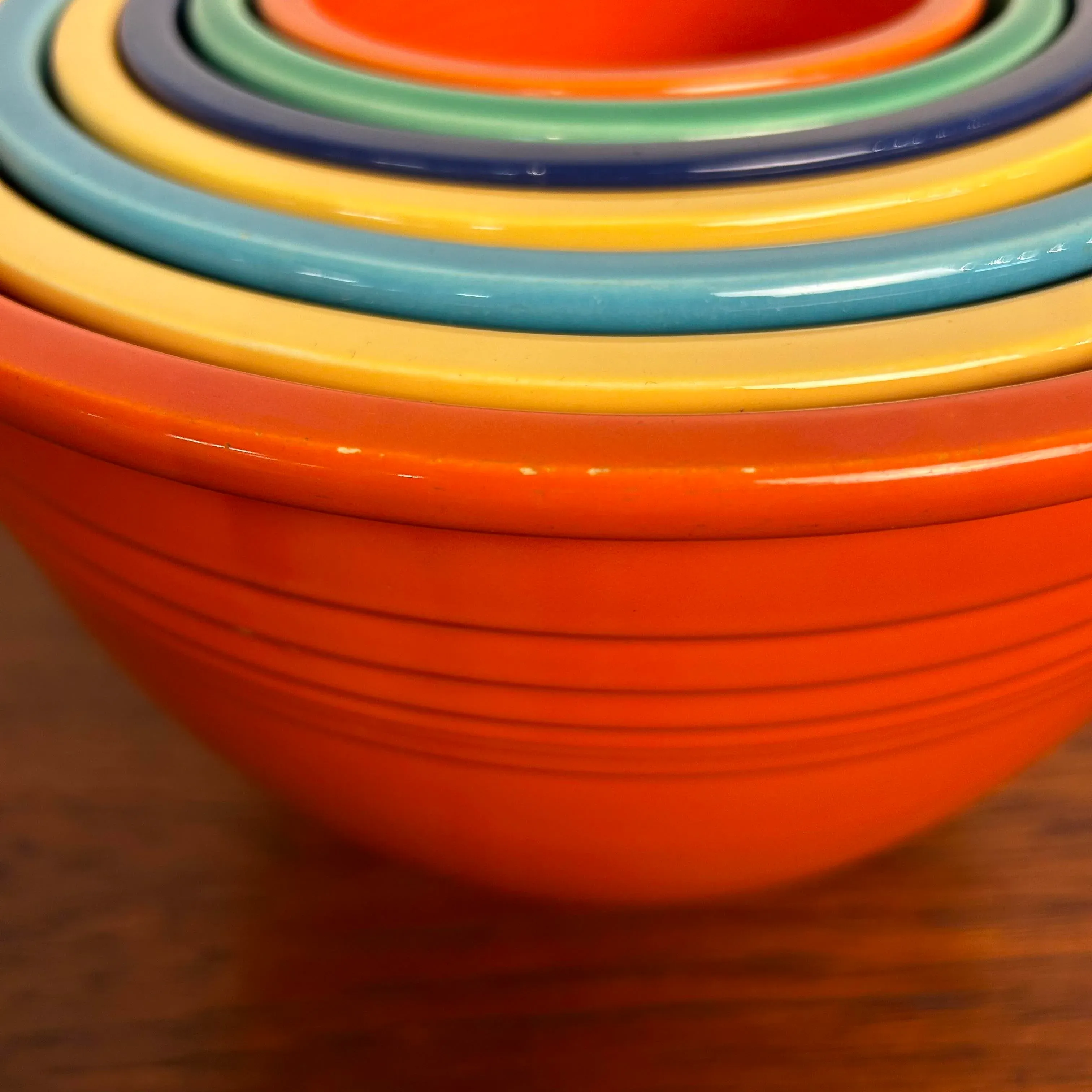 Orange Carnival Glass Nesting Bowls, Mixing Bowls, Batter Bowls