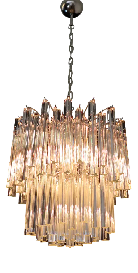 Vintage Murano Chandelier with 107 Trasparent Prism Triedri, 1990