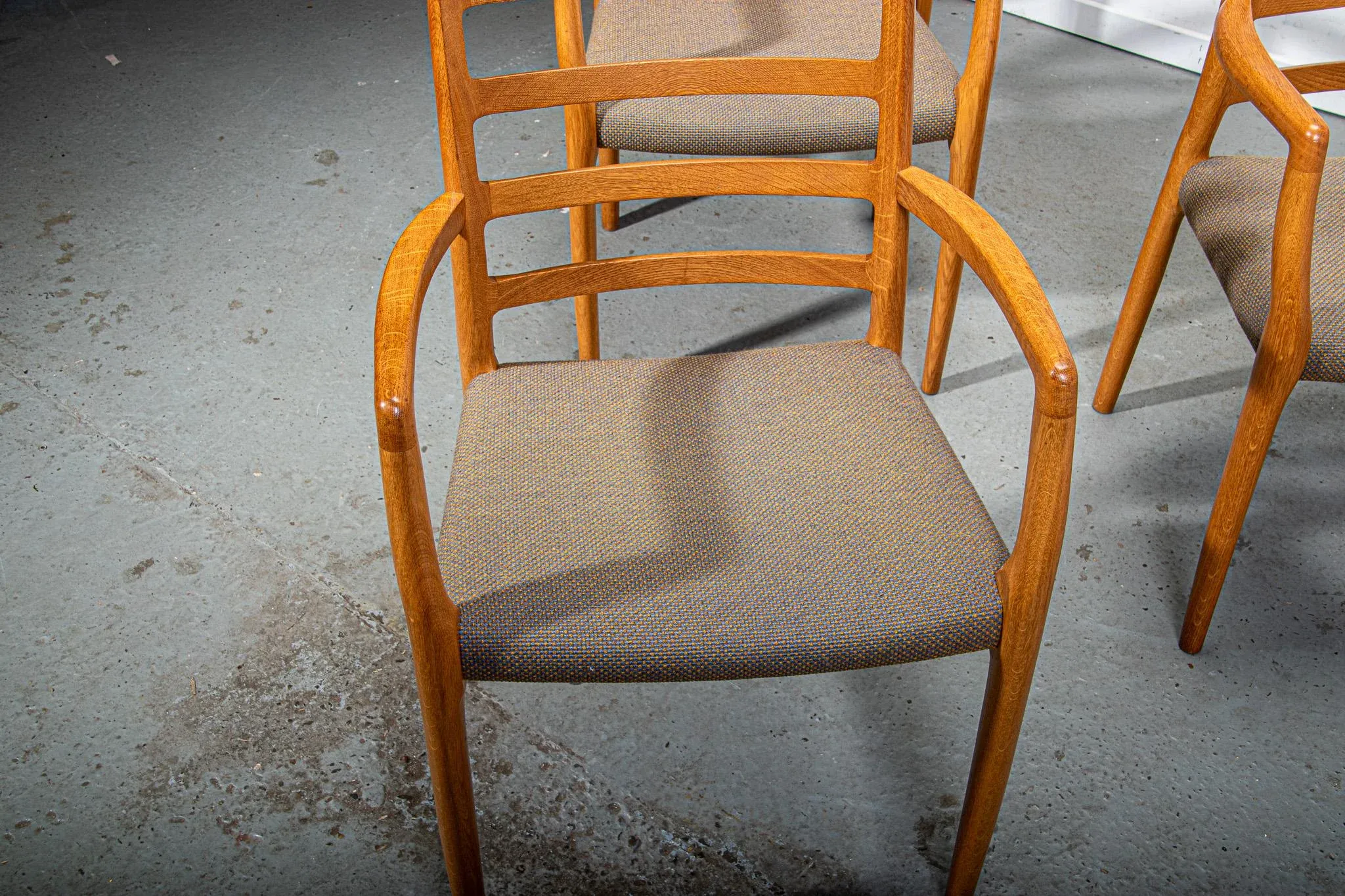 Model 68 Armchairs in Oak with Original Fabric by Niels Otto