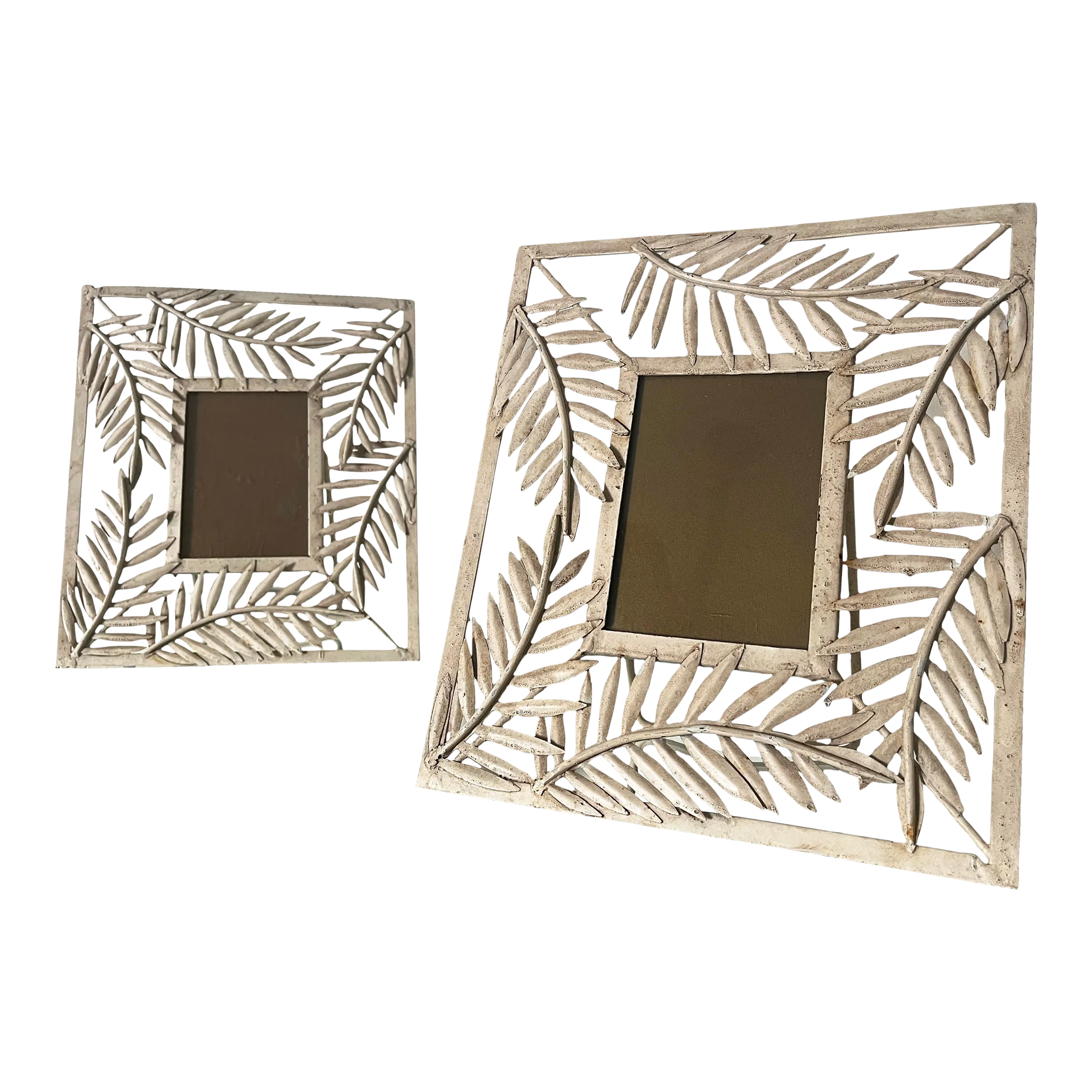 Pair of Vintage Metal Hollywood Regency Leaf Picture Frames