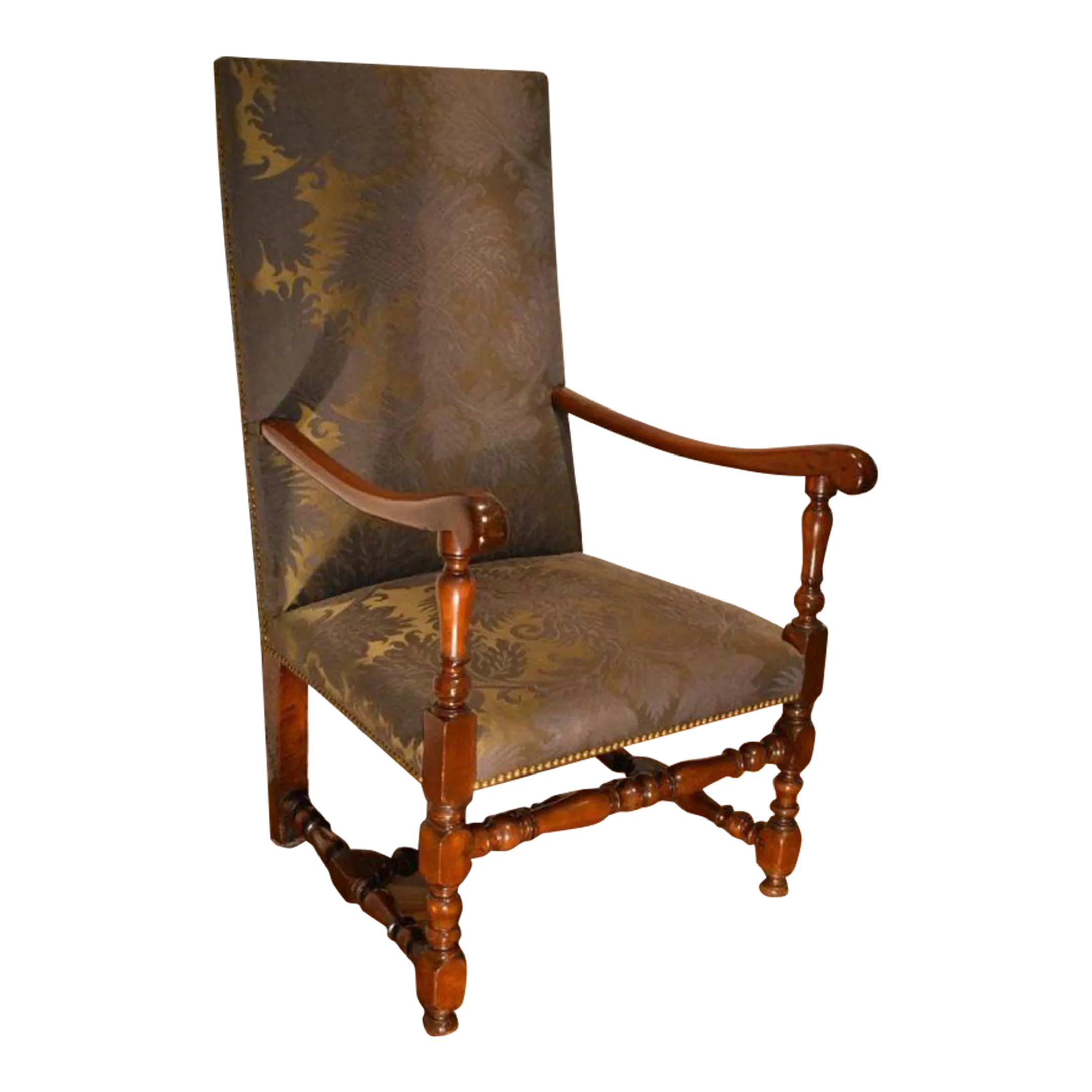 17th Century Antique French Baroque Louis XIII Walnut Armchair