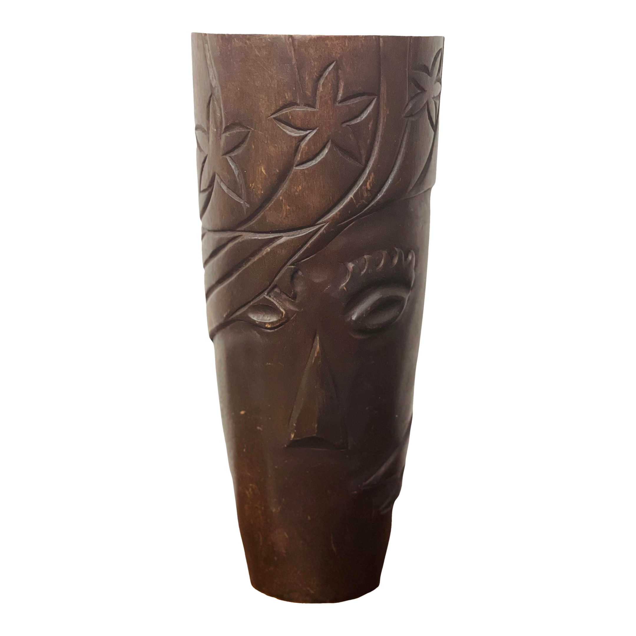 Vintage Mid Century Modern Hand Carved Wooden Vase Chairish