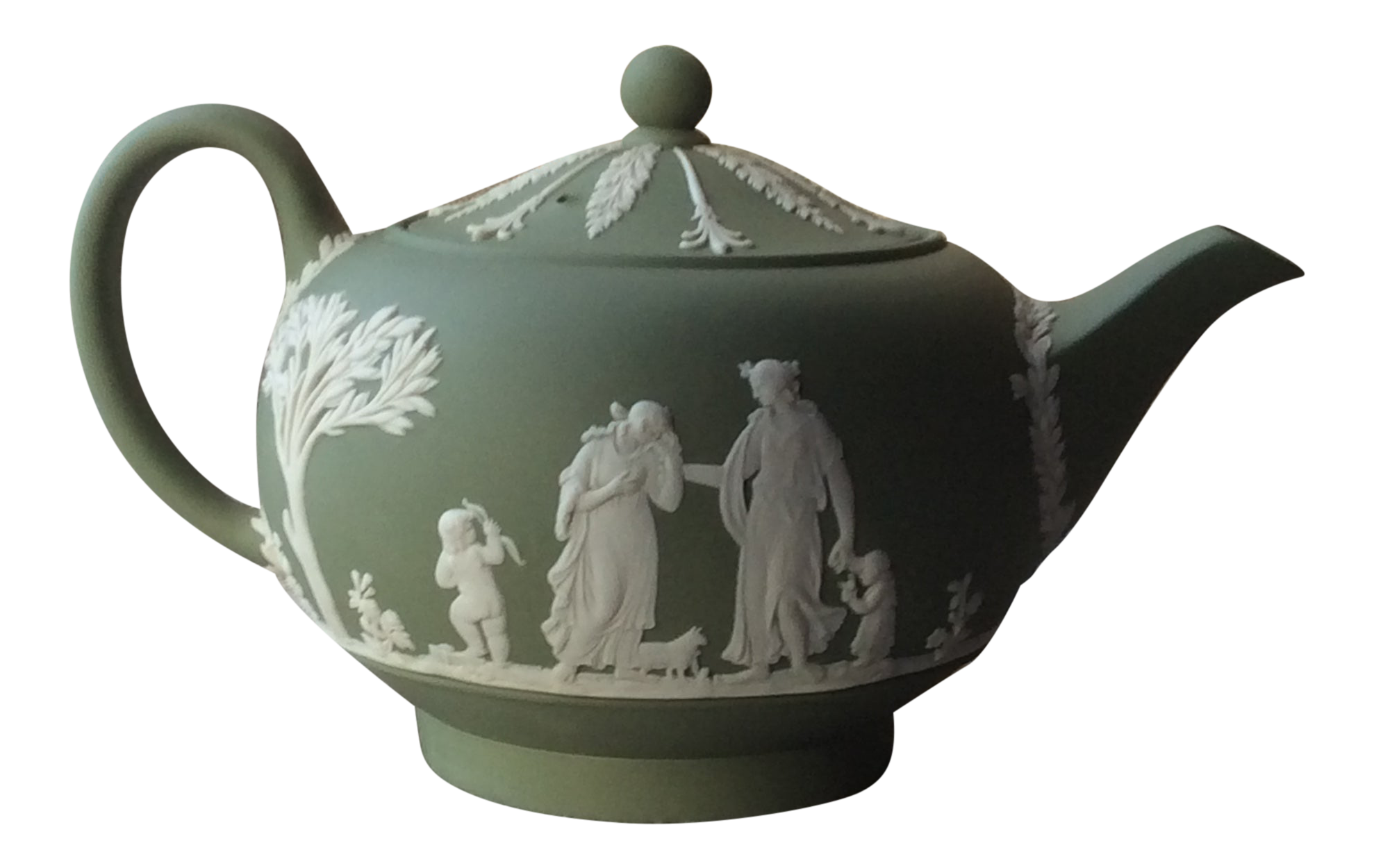 Antique Wedgwood Jasperware Teapot, Sage Green Chairish