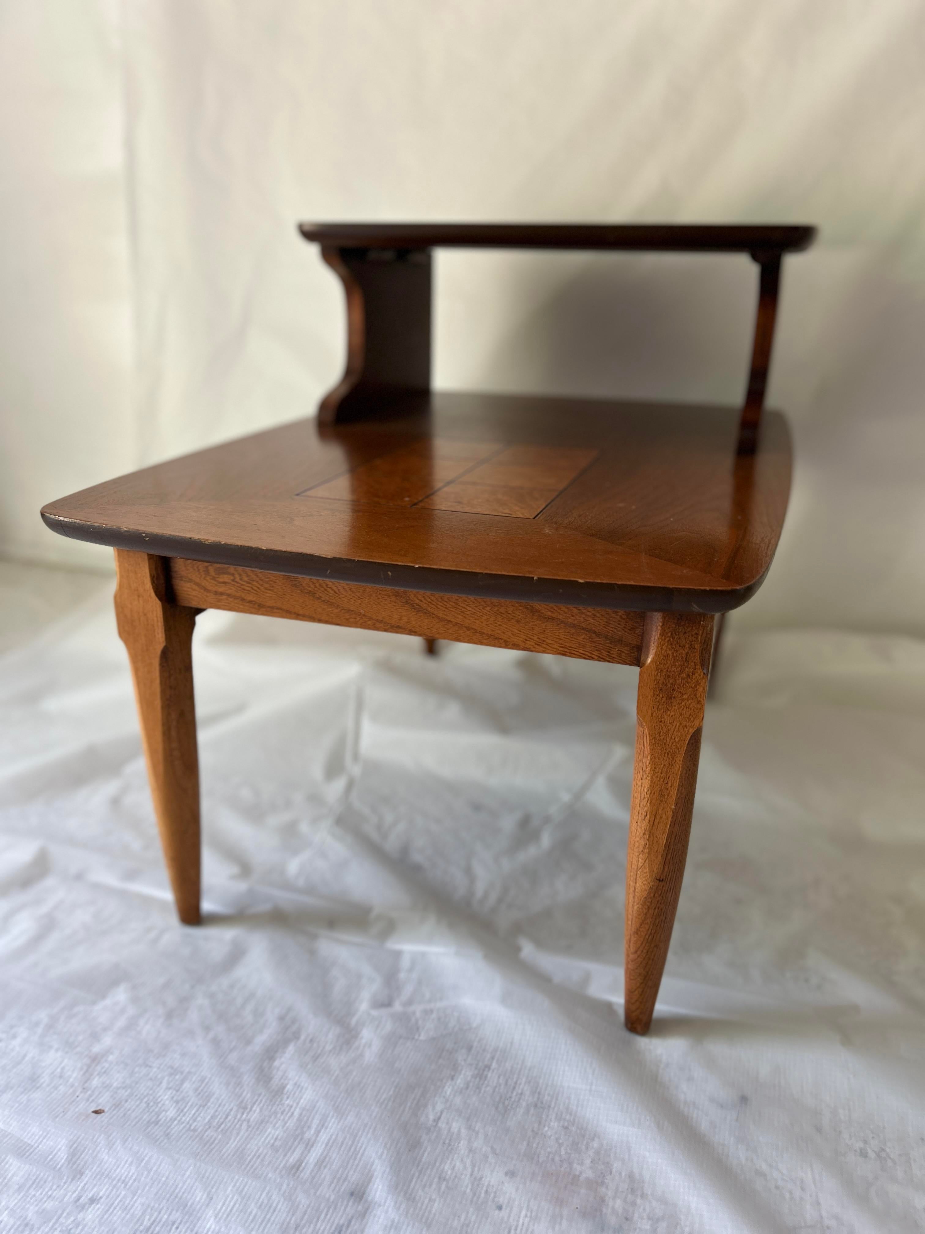 1950s Mid Century Modern Walnut Wood Lane Step End Table | Chairish