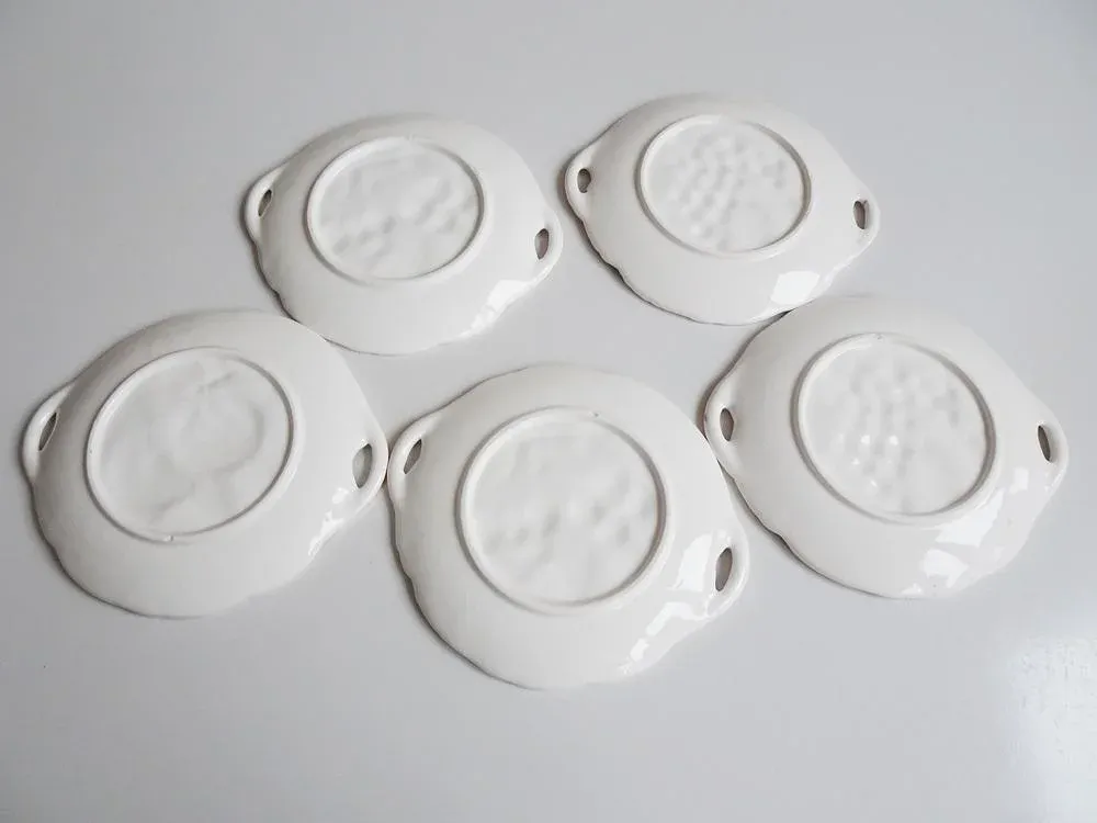 Plate Set with Fruit Decor, 1980s, Set of 5
