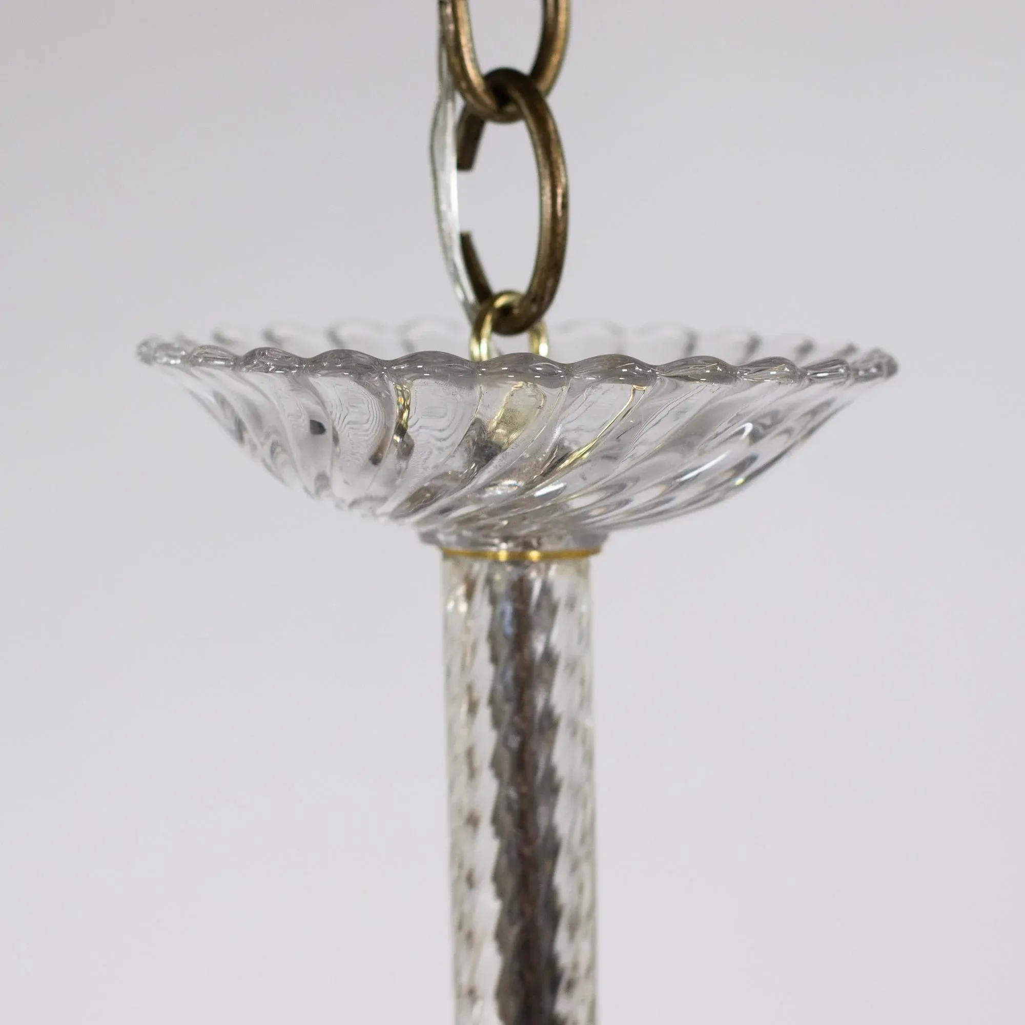 Mid-Century Tinge of Green Murano Frond Chandelier in the Style of Barovier & Toso