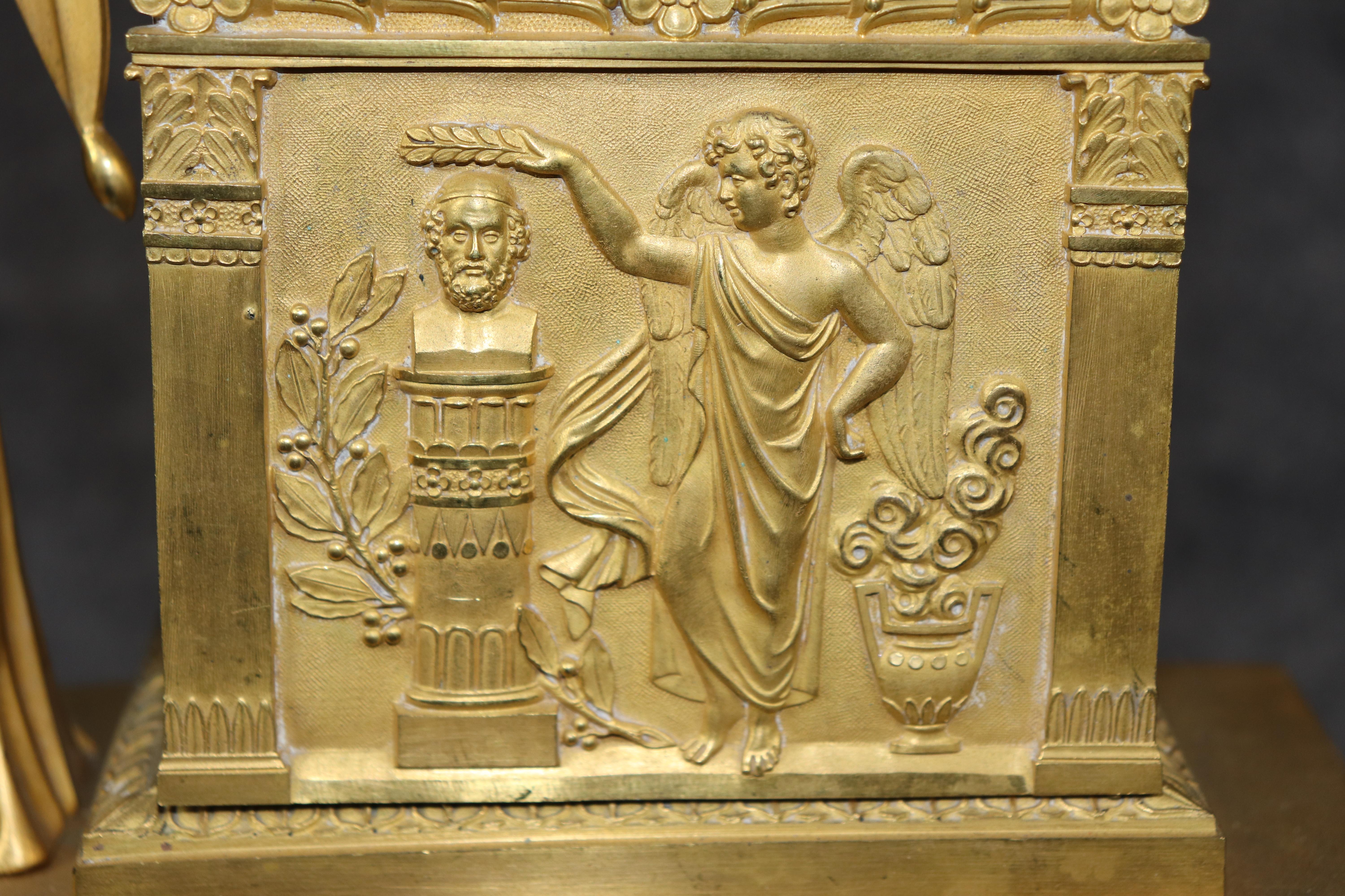 【TENNY THE MAN】フランス製　アンティーク　ビンテージ　陳列 Fine French Empire Style Figural Maiden Solid Bronze Mantel Clock