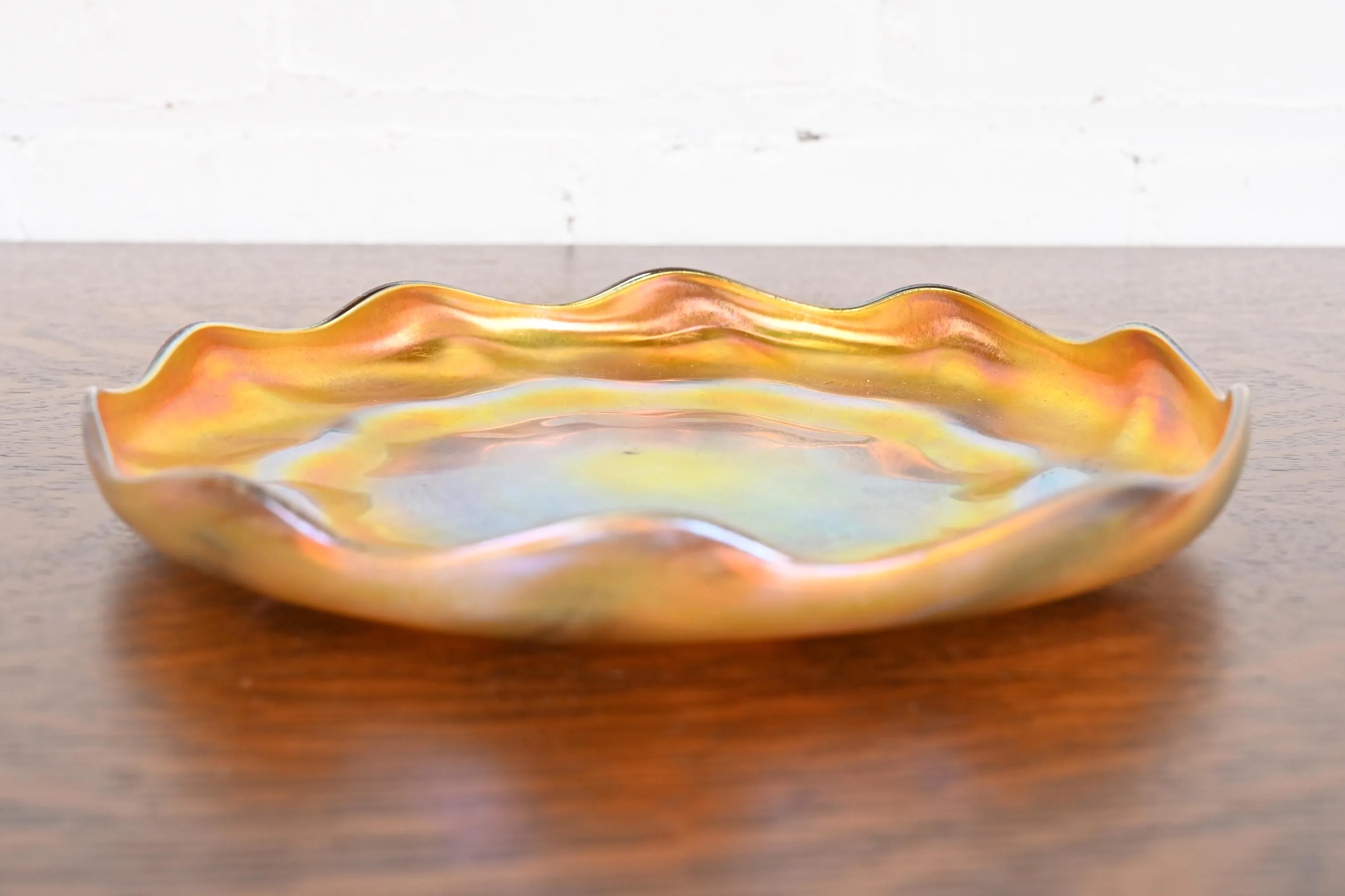 Louis Comfort Tiffany Favrile Iridescent Art Glass Plate With
