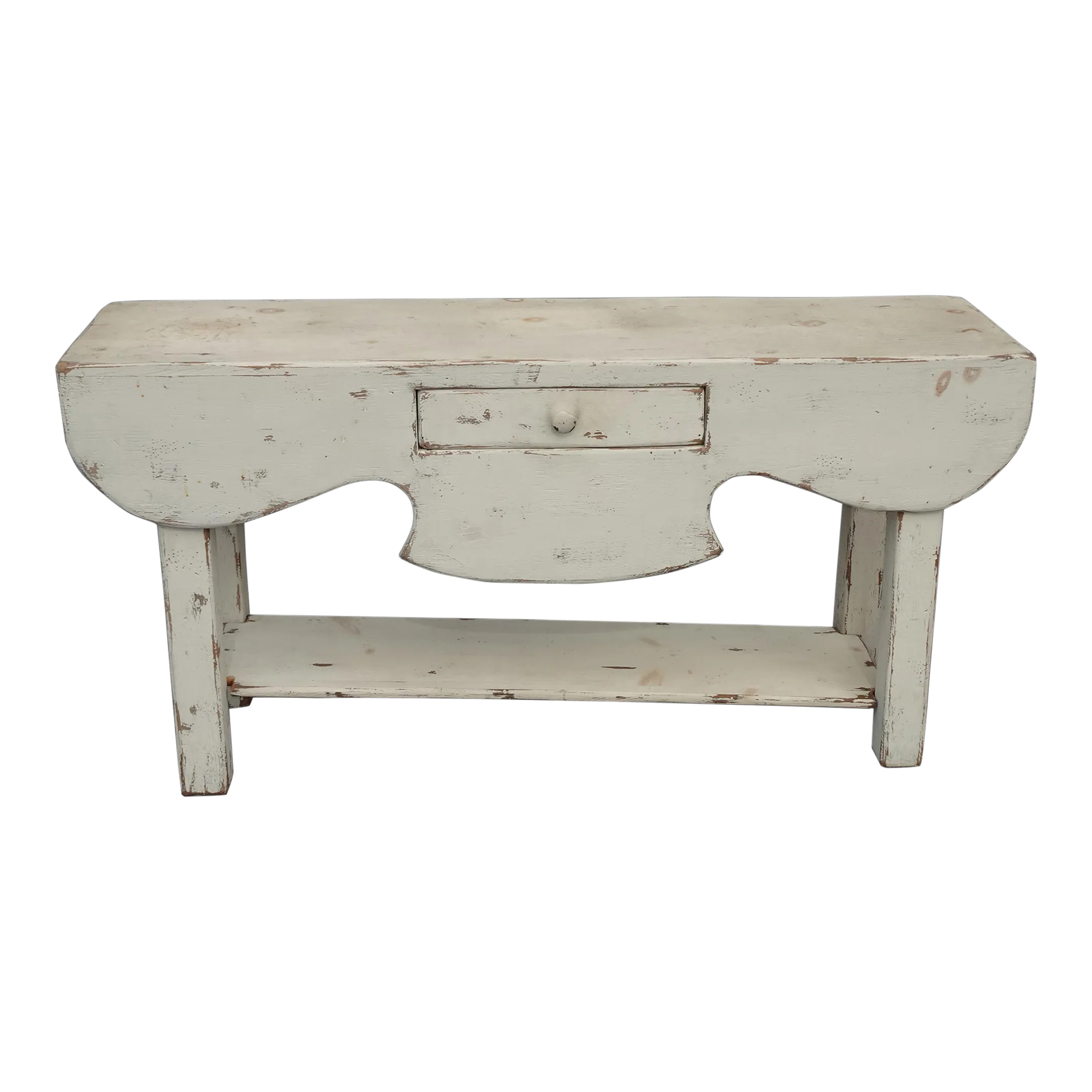 Vintage French Country Farmhouse Chic Off White Console Table W