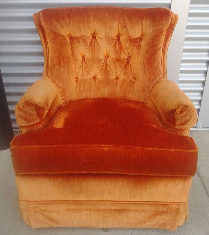 Vintage orange velvet chair clearance