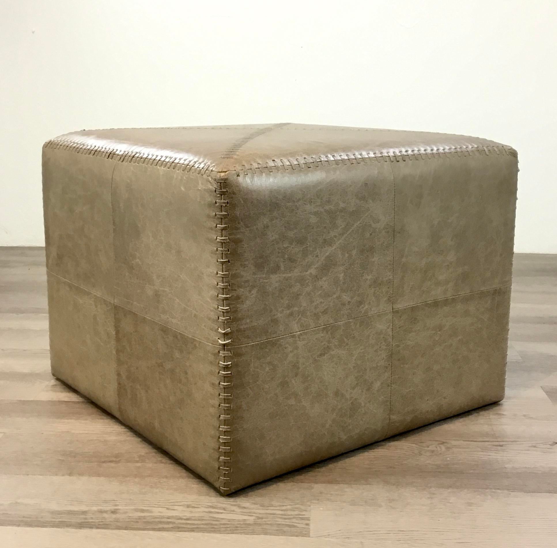 Taupe outlet leather ottoman