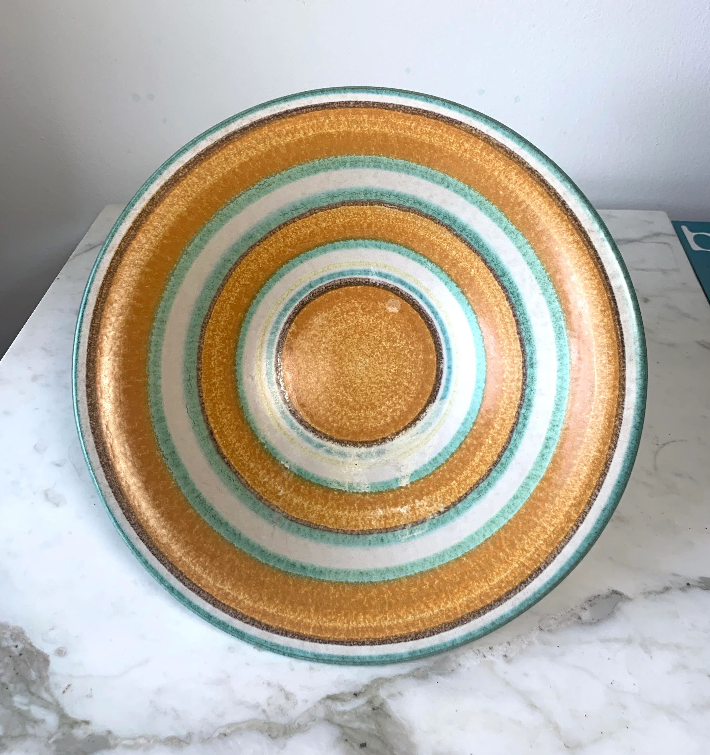 Alvino Bagni Mid-Century Modern Striped Italian Pottery Bowl