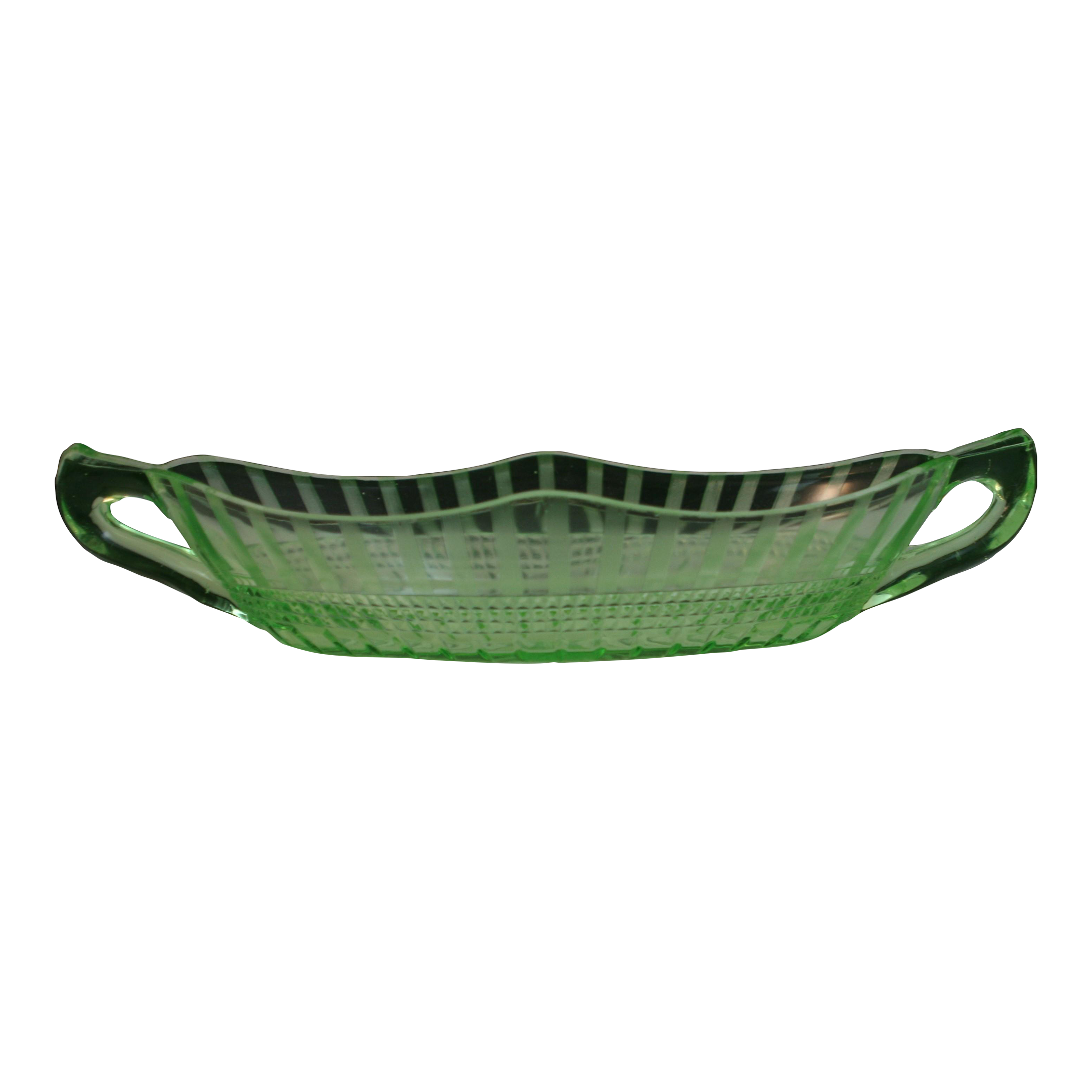 Early 20th Century Art Deco Green Uranium Depression Glass Oval
