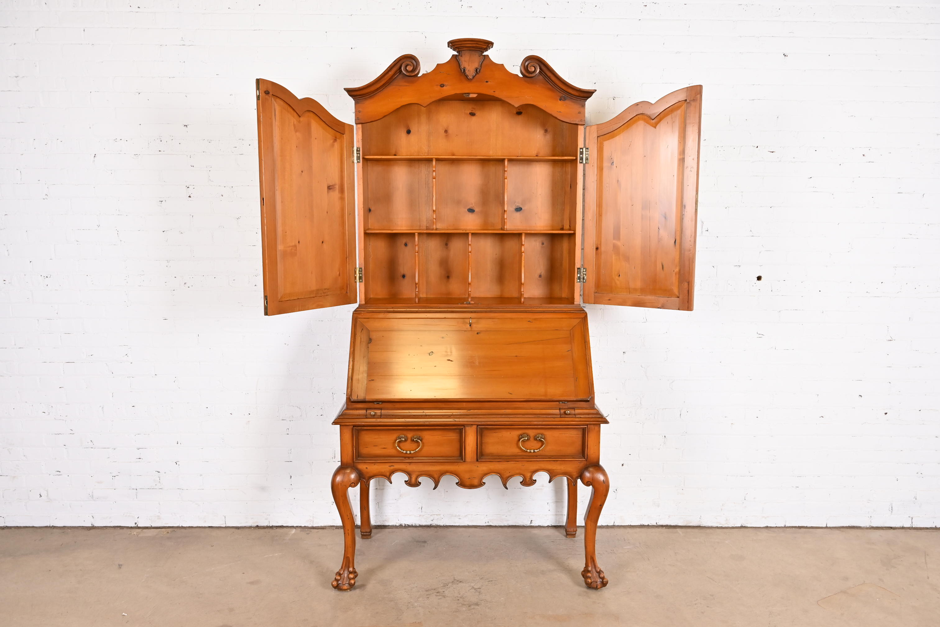 Pine secretary desk hutch deals