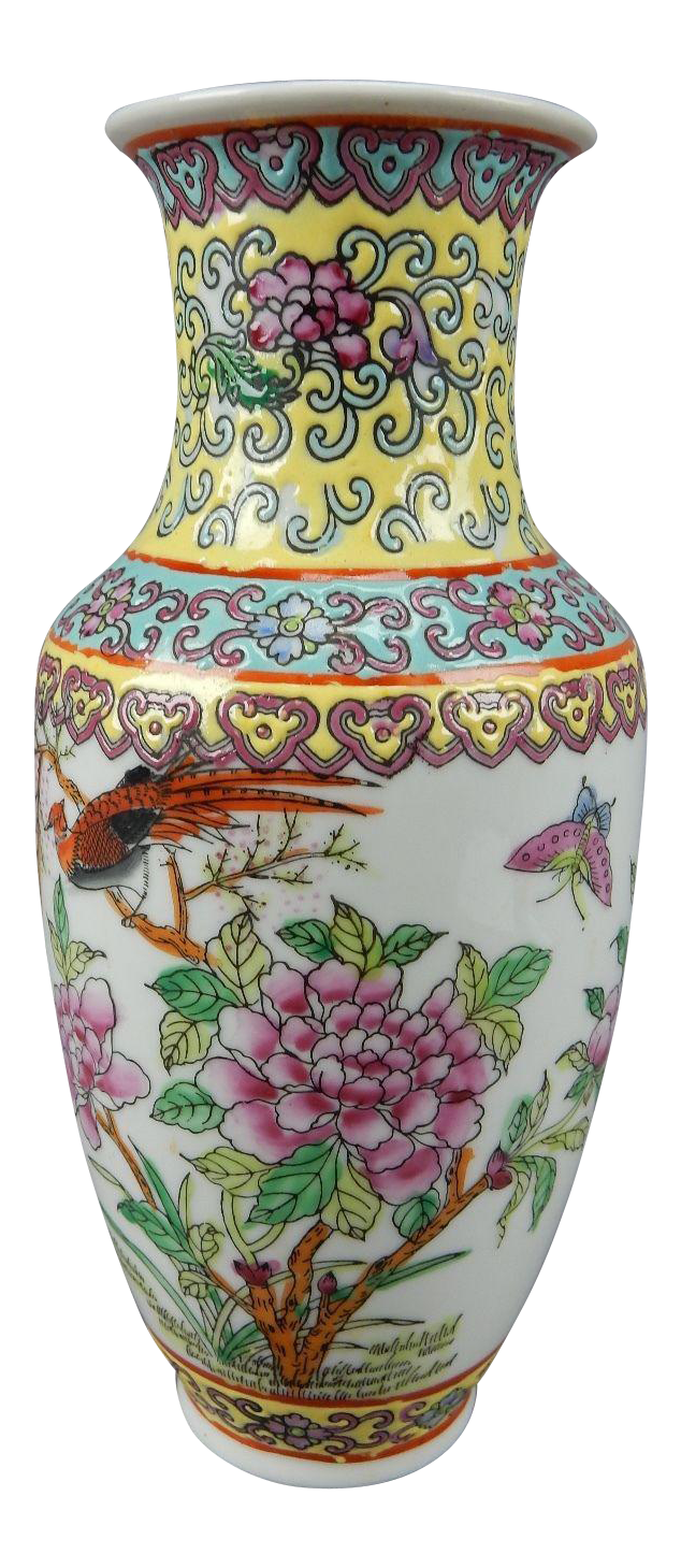 Chinese Hand Painted Famille Rose Vase Chairish
