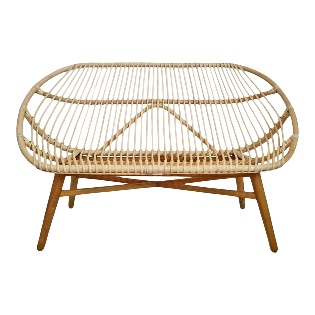 Rattan two seater bench sales