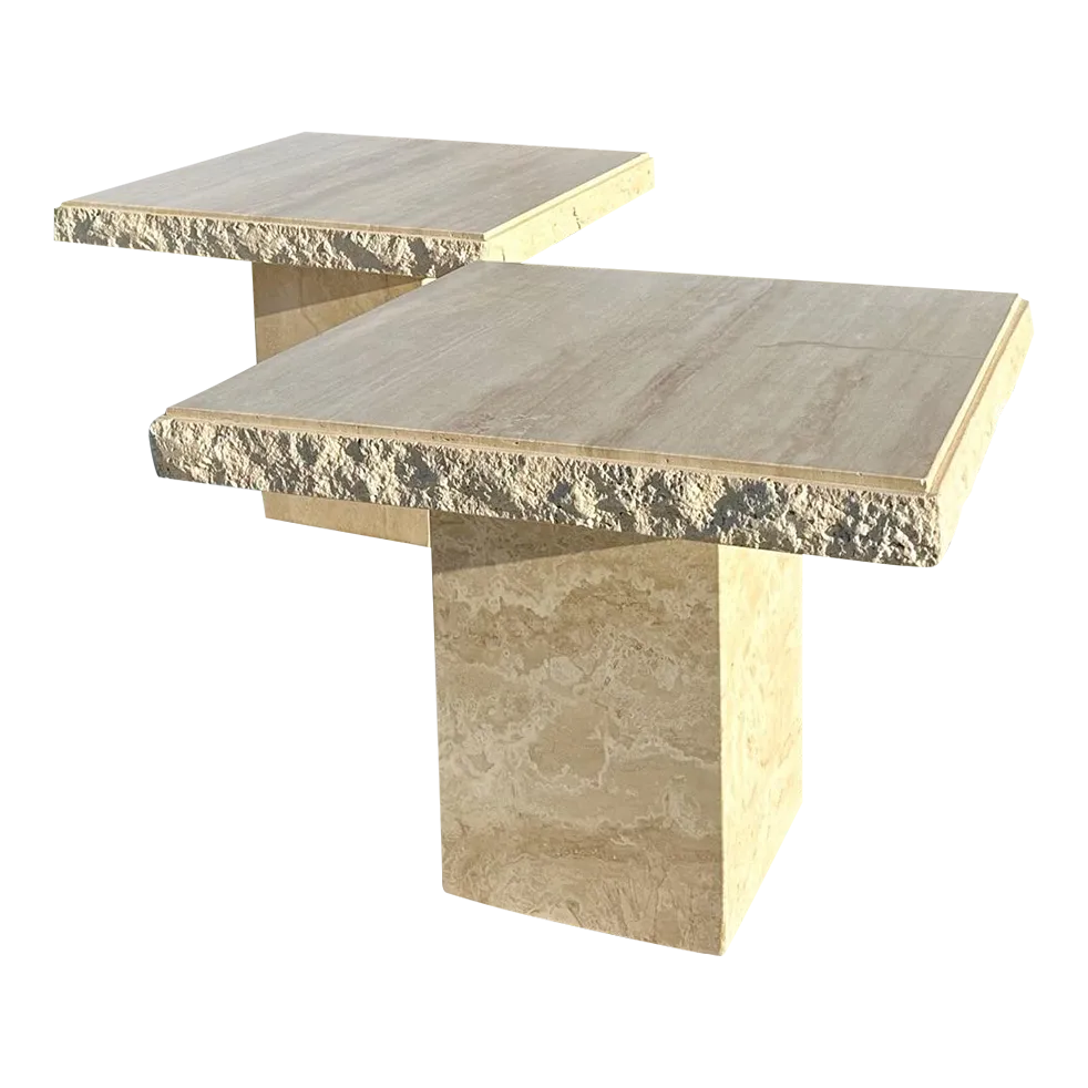 Late 20th Century Live Edge Travertine Side Tables a Pair Chairish