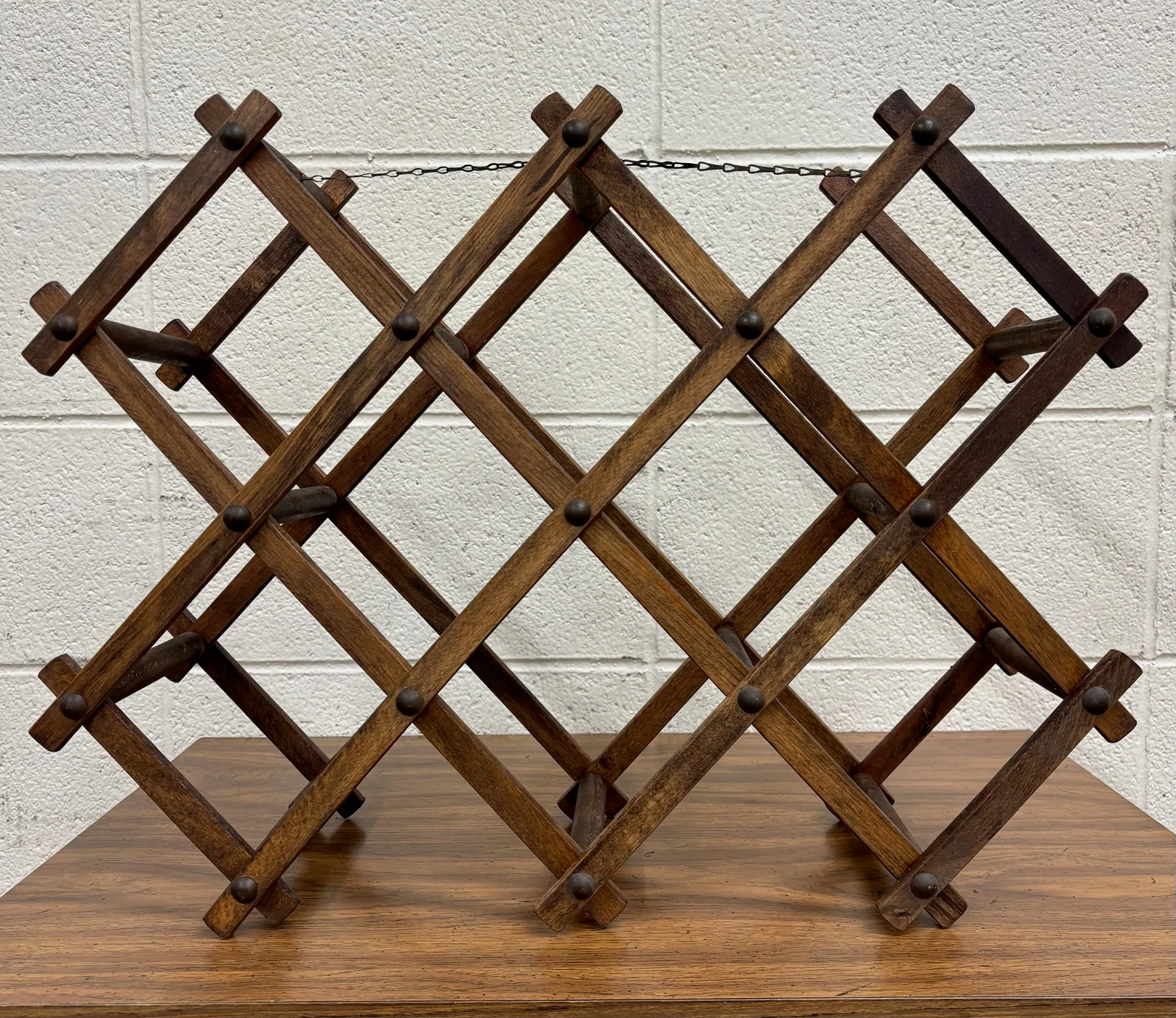 Vintage Wooden Accordion Style Collapsible Wine Rack | Chairish
