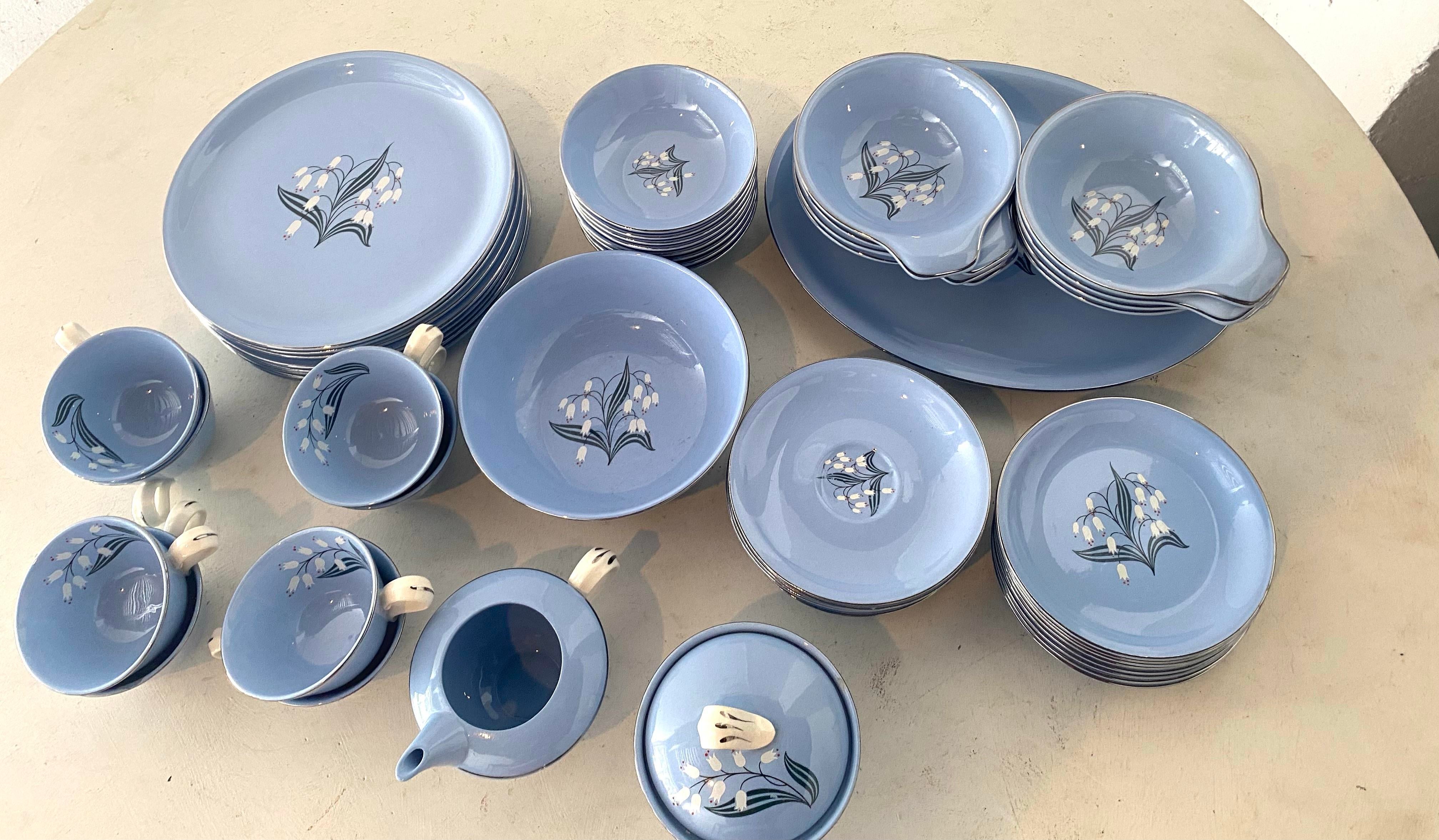 51 Pieces Skytone Pattern by Homer Laughlin Blue Floral