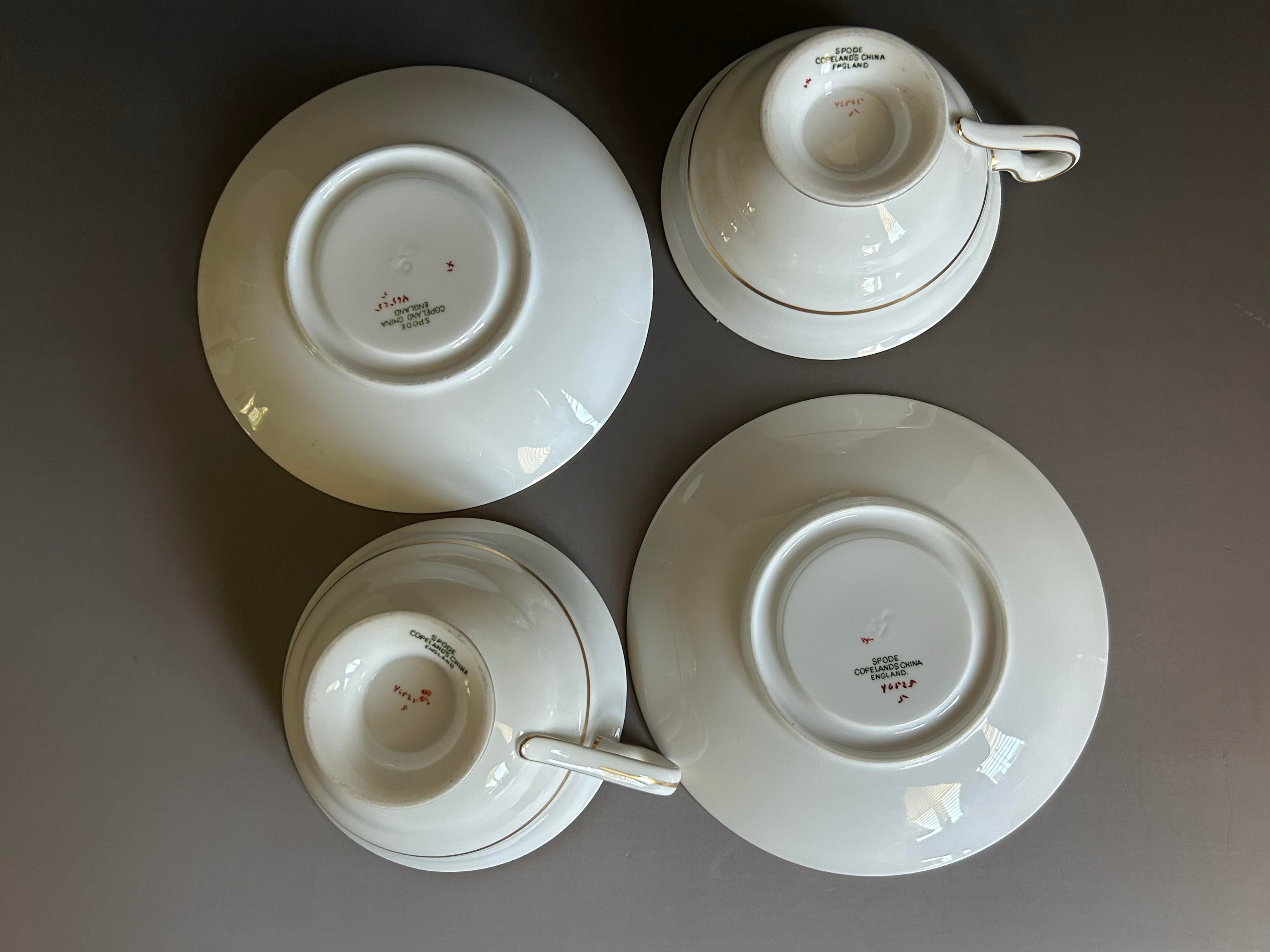 1900 Spode Copeland Grapevine Footed Teacups & Saucers, Set of 2, England