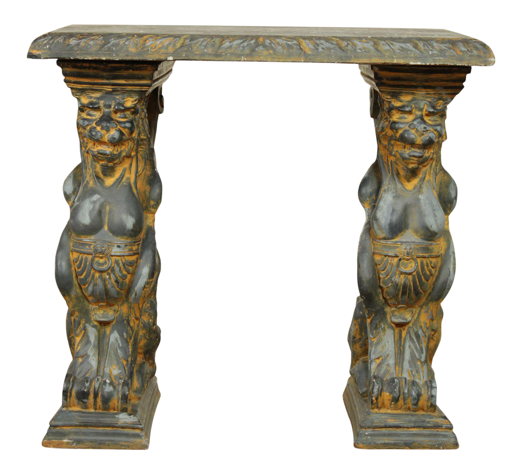 Good Looking cast stone console table Vintage Cast Stone Winged Griffin Console Table Chairish