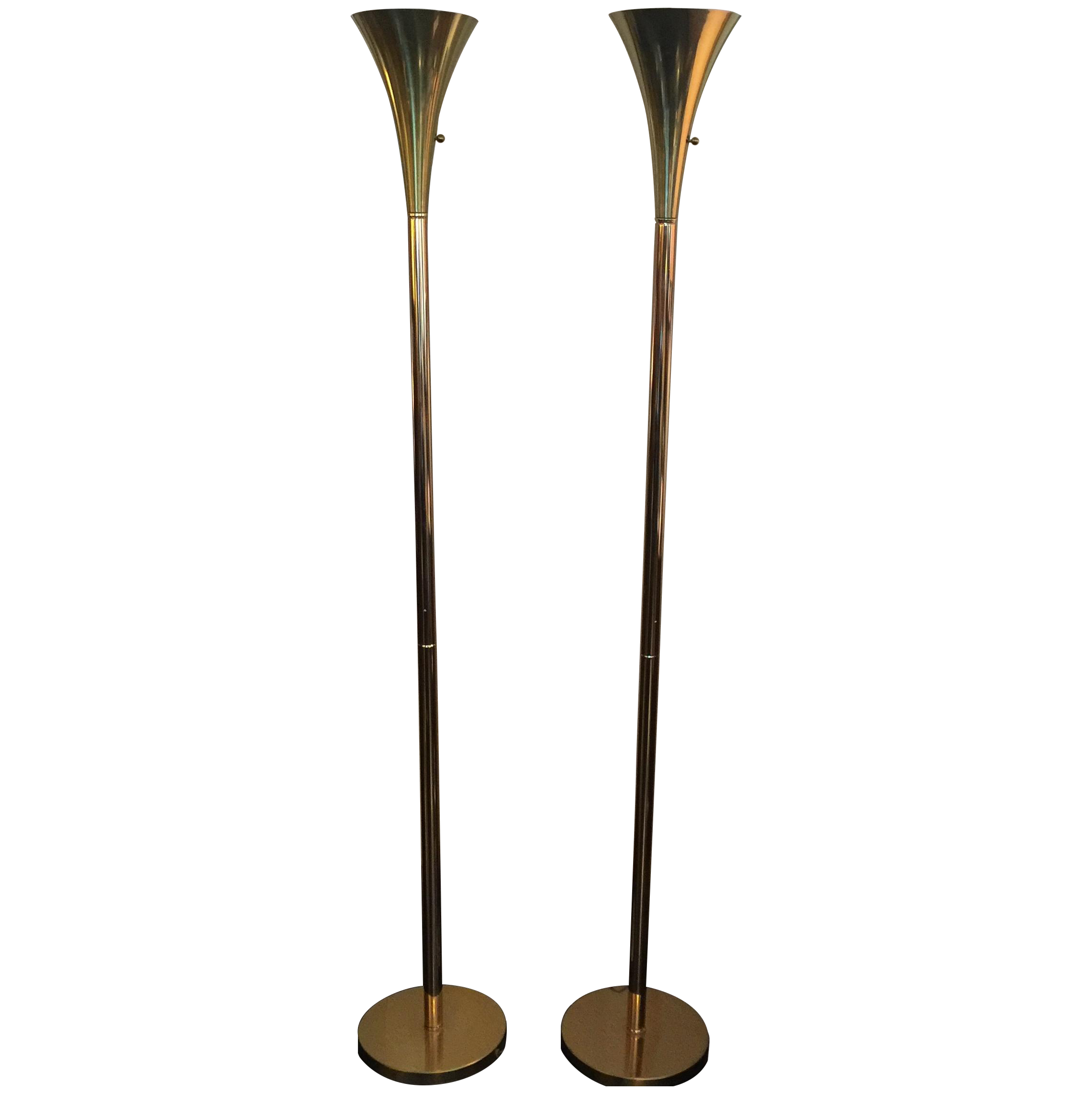 Laurel Brass Floor Torchiere Pair Chairish